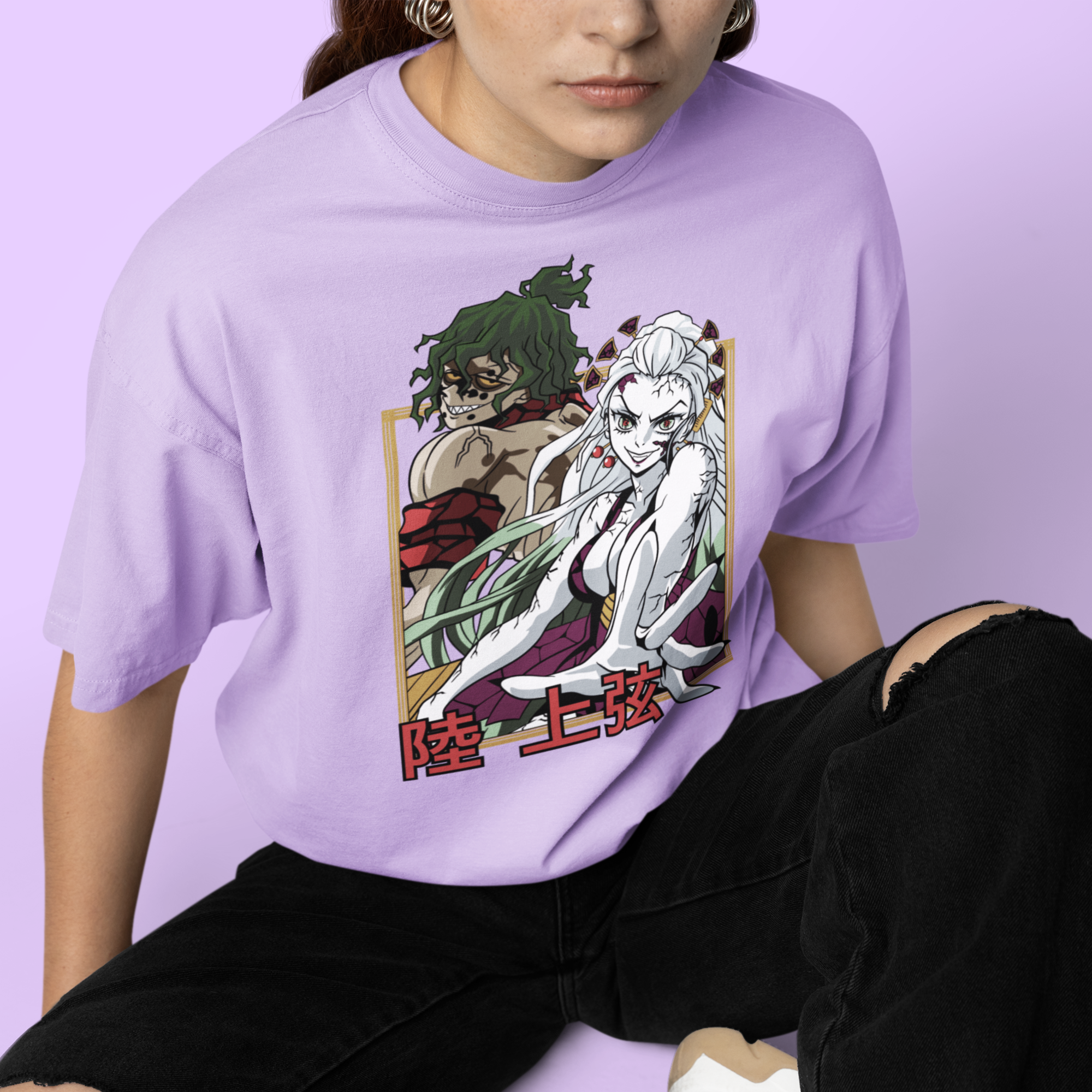 Women Daki demon slayer graphic printed oversized Tee