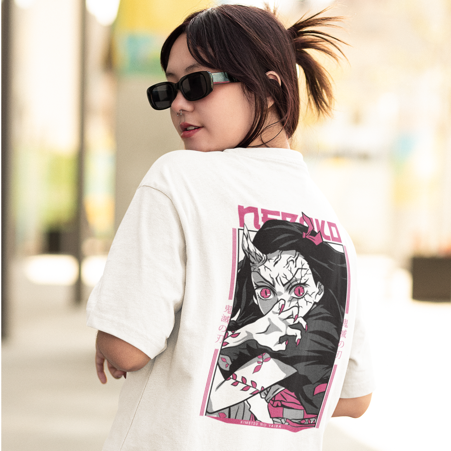 Women Nezuko kamado Graphic back printed oversized Tee