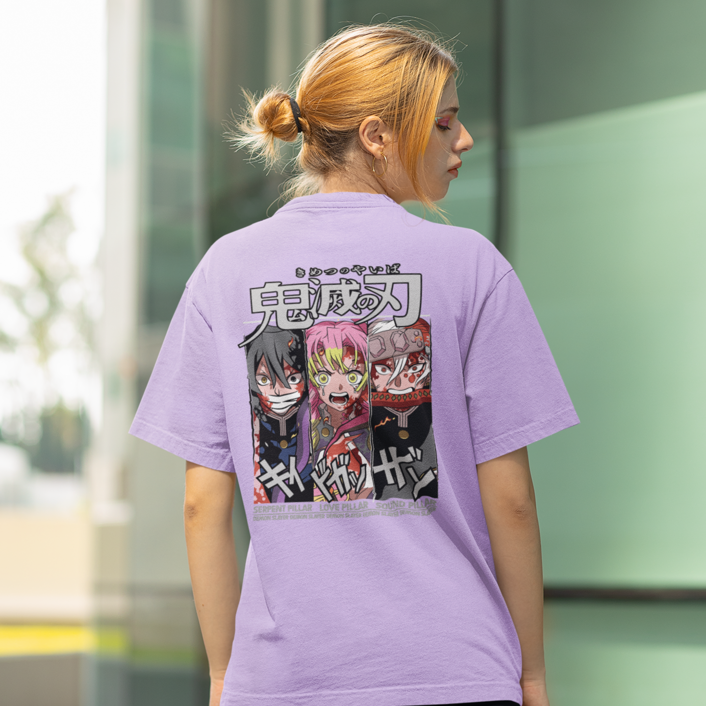 Women Mitsuri kanroji graphic back printed oversized Tee