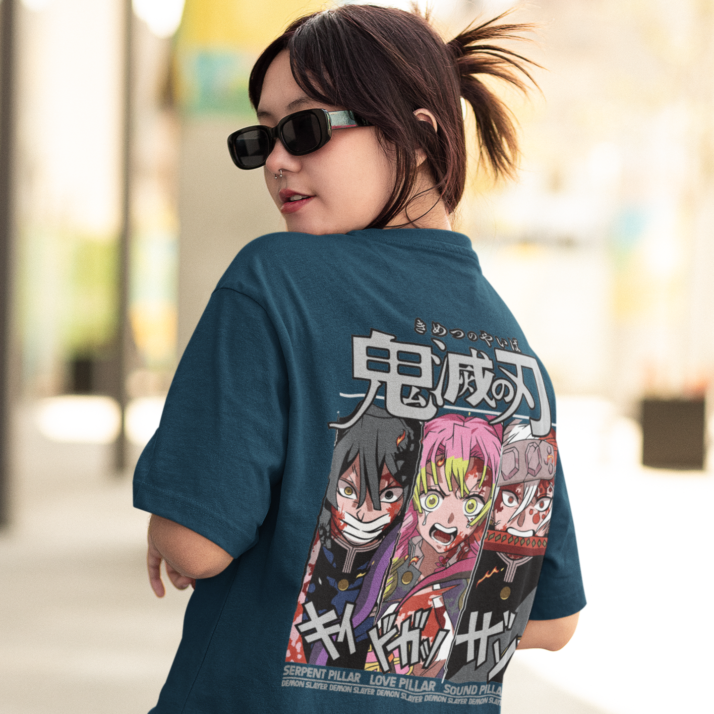 Women Mitsuri kanroji graphic back printed oversized Tee