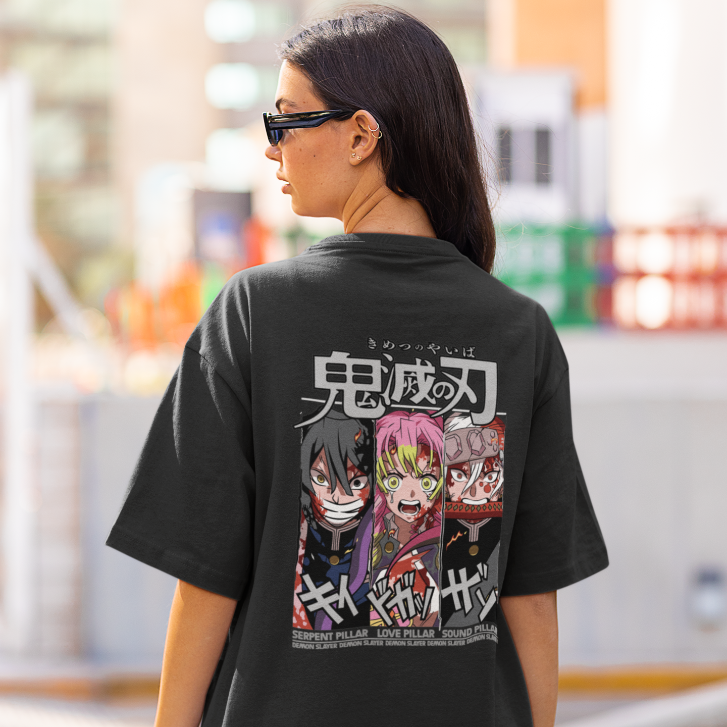 Women Mitsuri kanroji graphic back printed oversized Tee