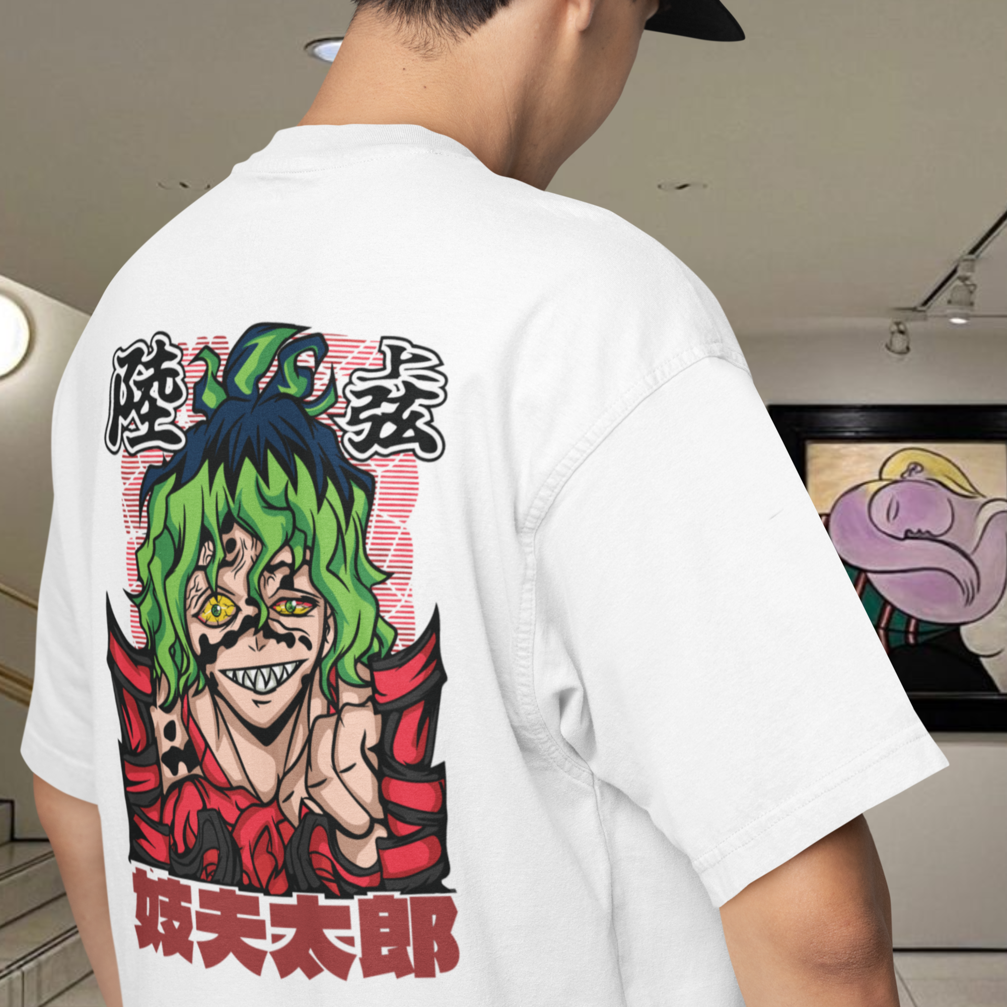 Men Gyutaro graphic back printed oversized Tee