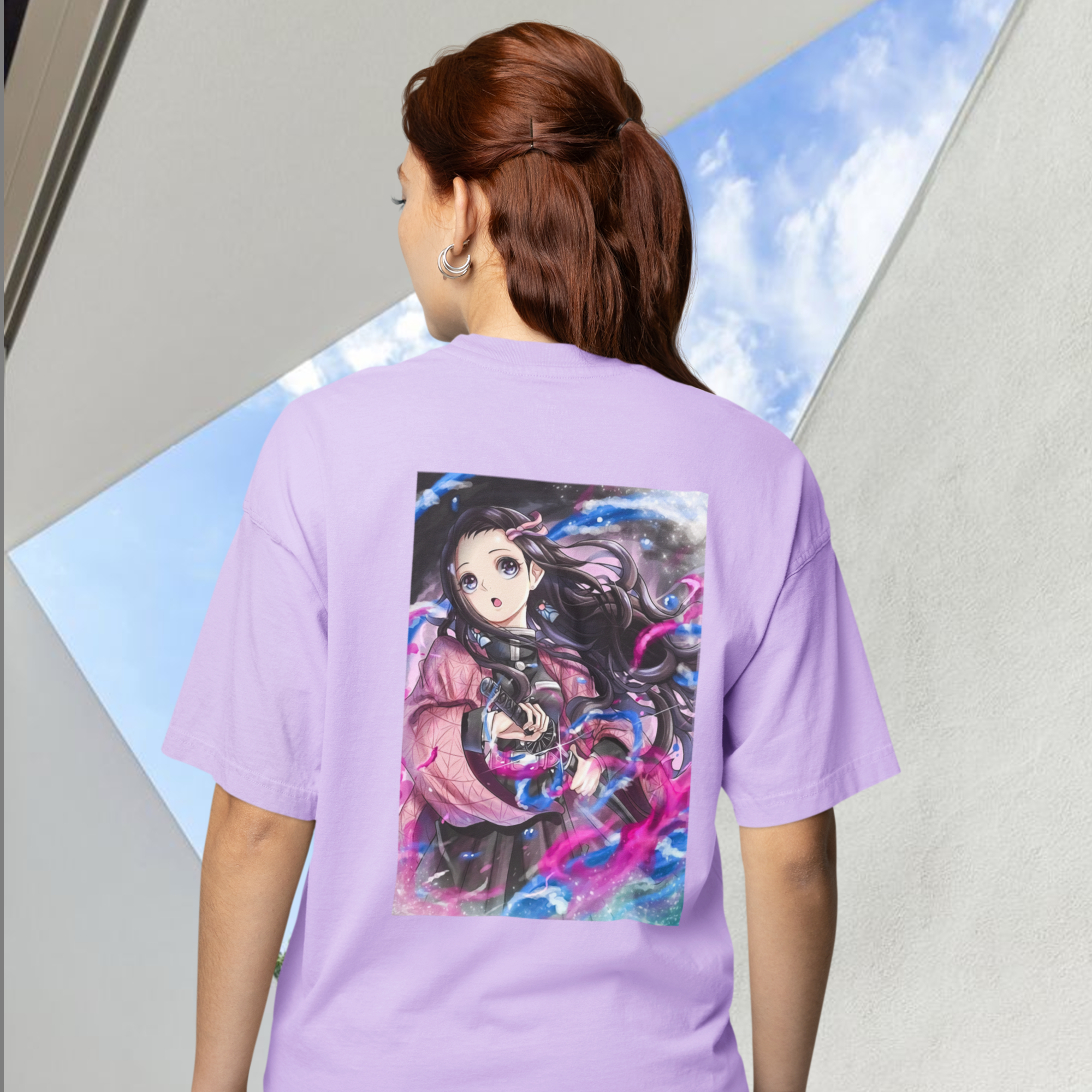 Women Nezuko kamado graphic back printed oversized Tee