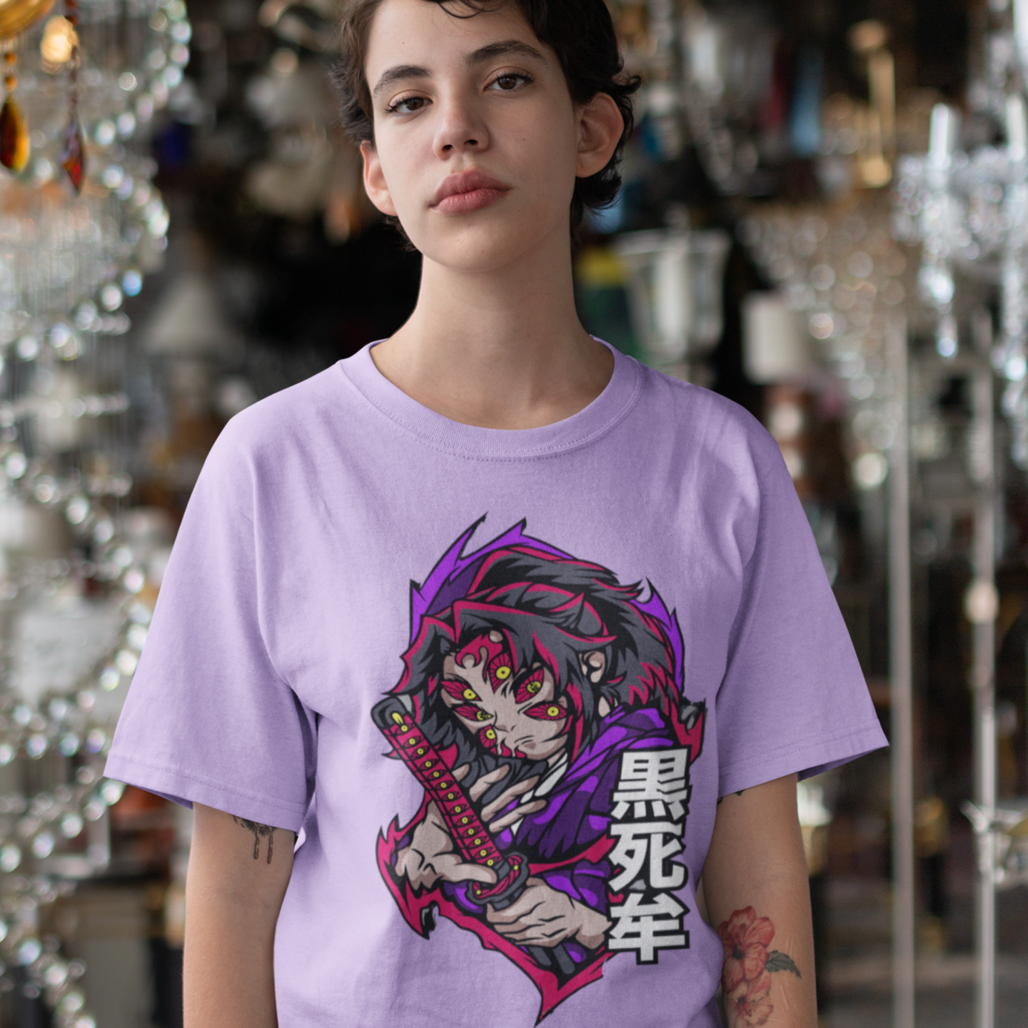 Women kokushibo graphic printed oversized Tee