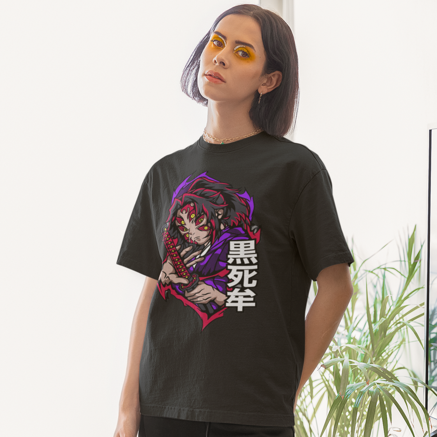 Women kokushibo graphic printed oversized Tee