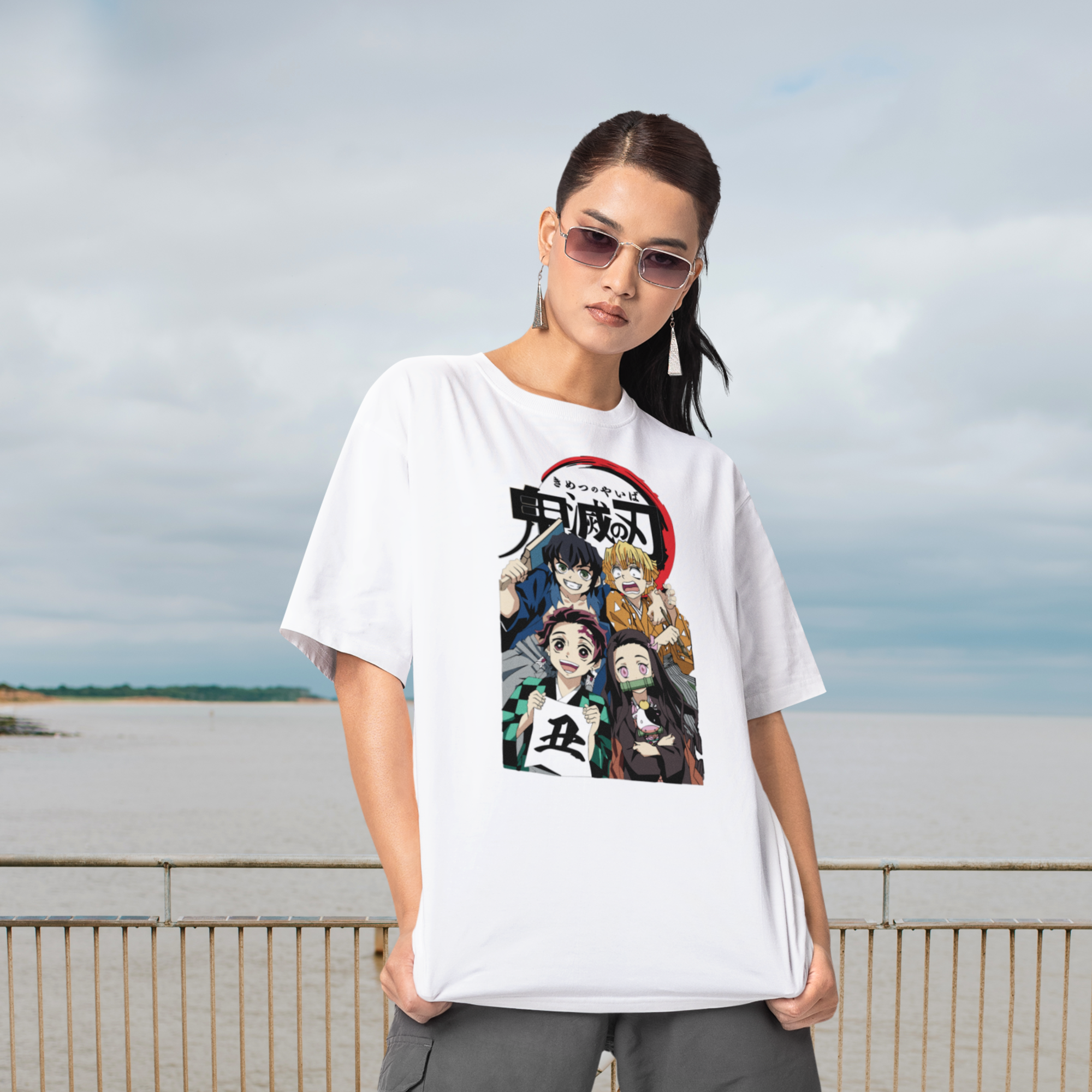 Women kametsu no yiba graphic printed oversized Tee