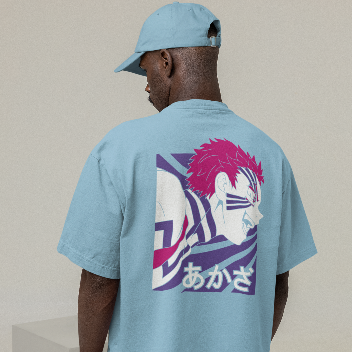 Men Akaza demon slayer back printed oversized Tee