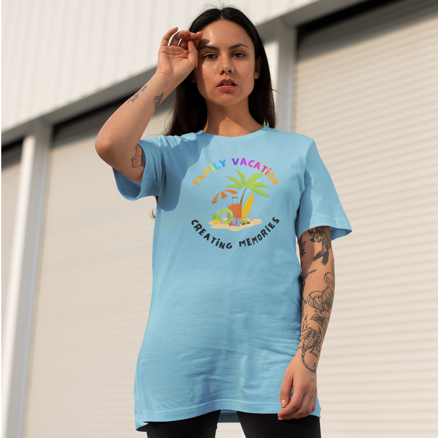 Women vacation mood special printed round neck oversized T-Shirt