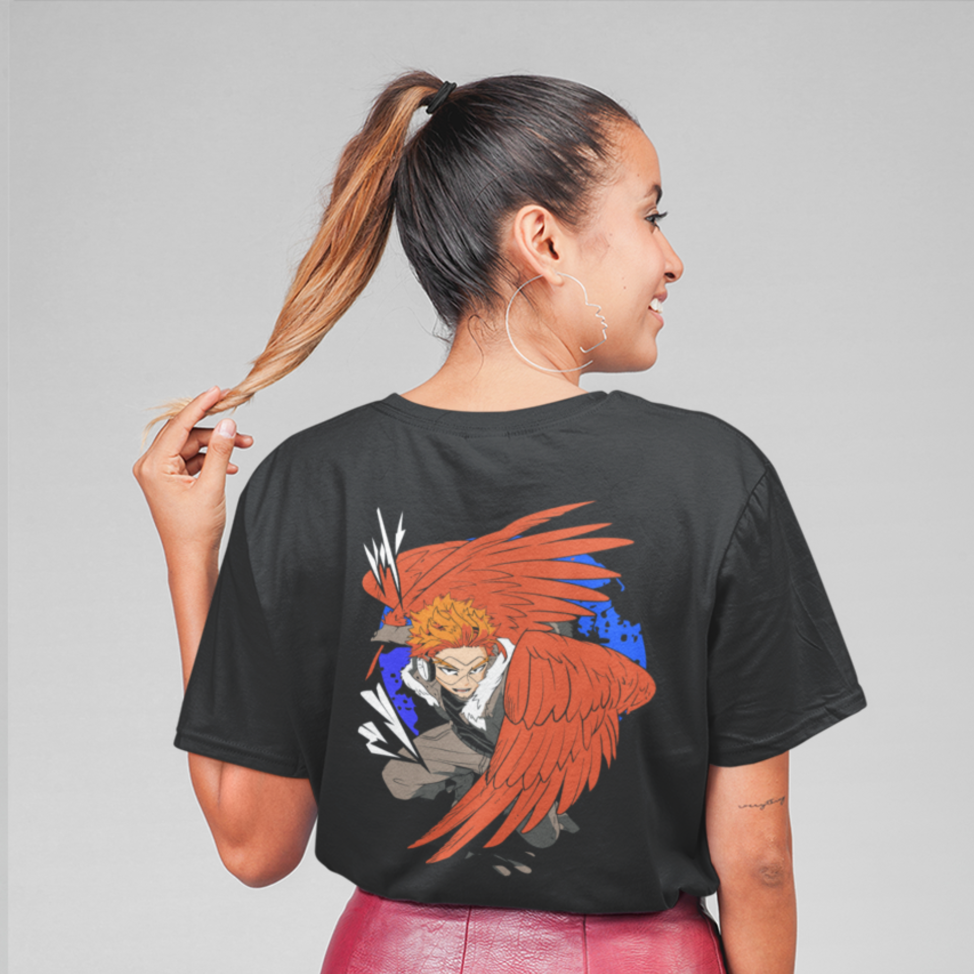 Women keigo takami Anime printed Oversized Back Print crew neck Tee