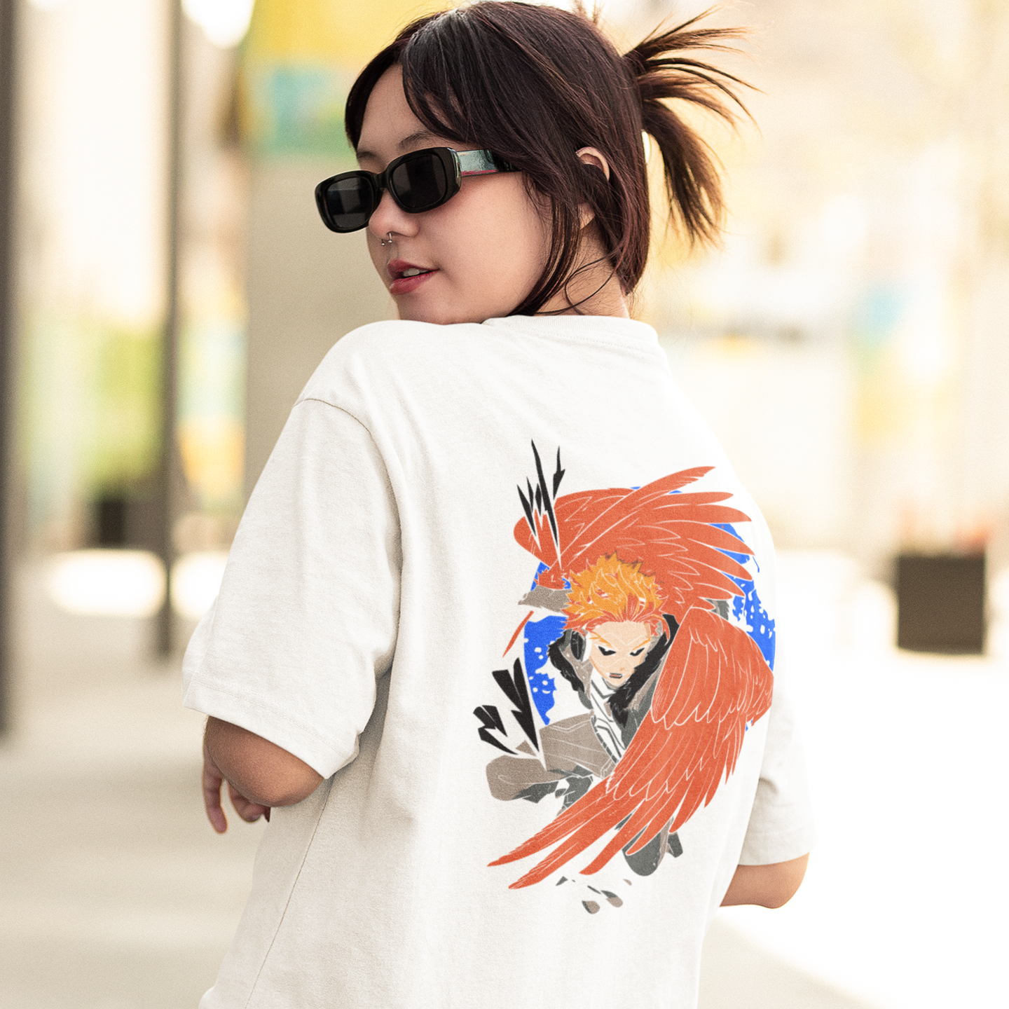 Women keigo takami Anime printed Oversized Back Print crew neck Tee