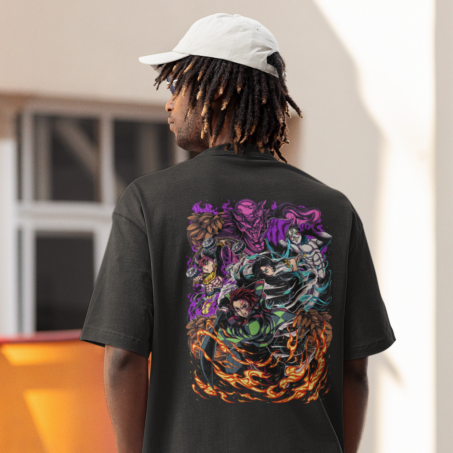 Anime epic printed Oversized Back Print crew neck Tee For Men