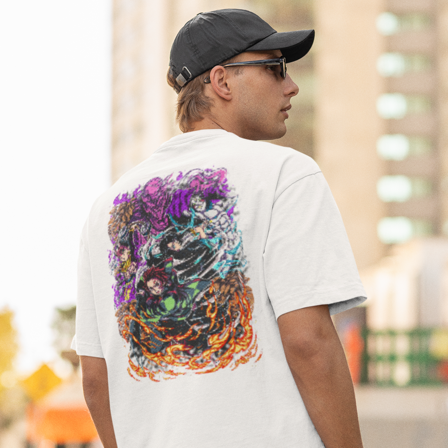 Anime epic printed Oversized Back Print crew neck Tee For Men