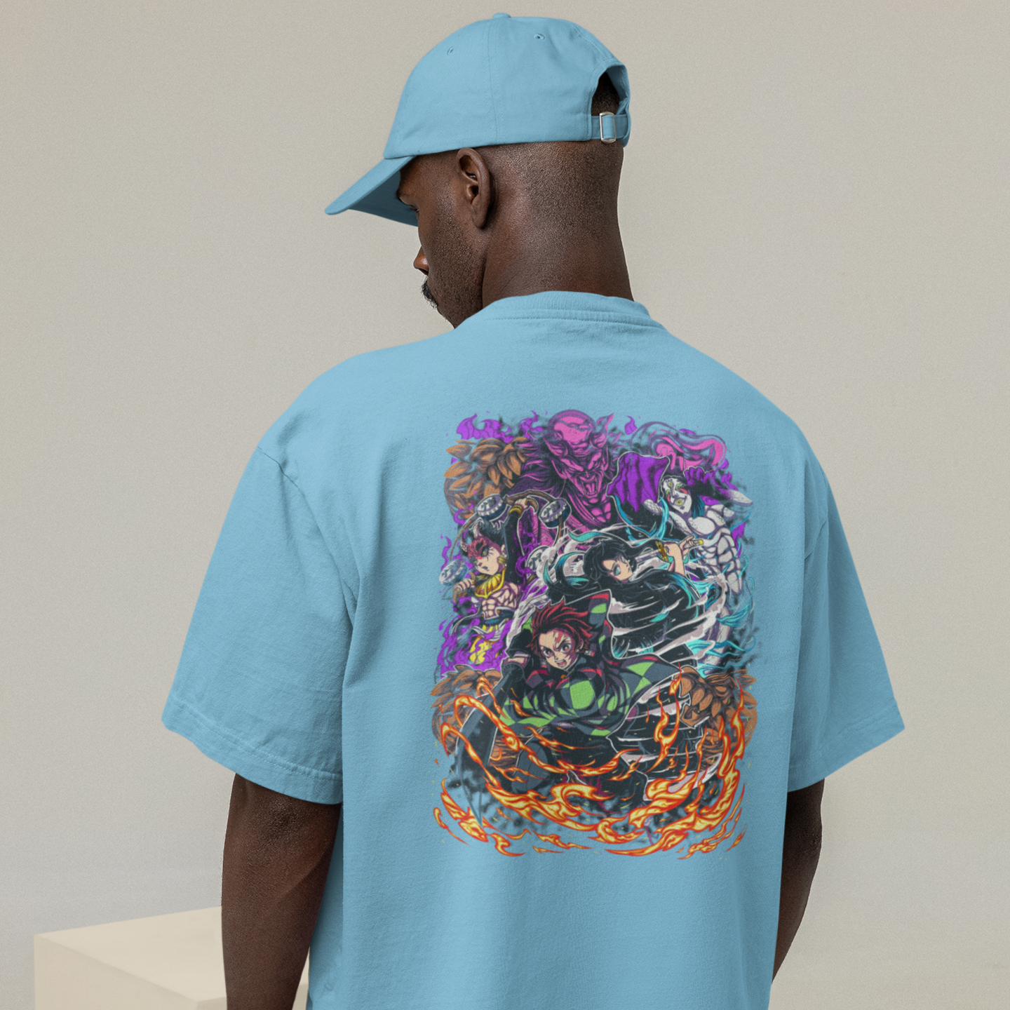 Anime epic printed Oversized Back Print crew neck Tee For Men