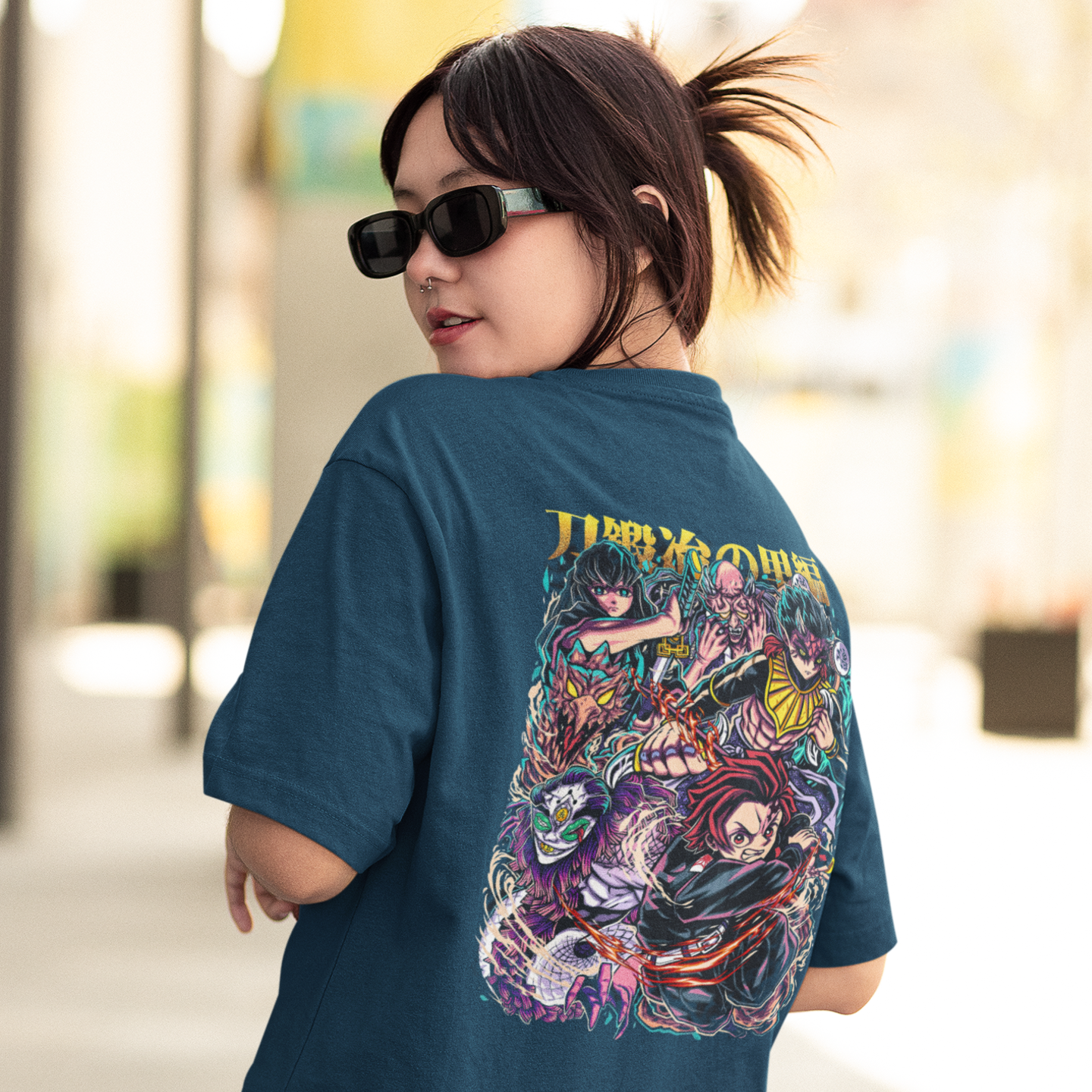 Anime epic printed Oversized Back Print crew neck Tee For Women