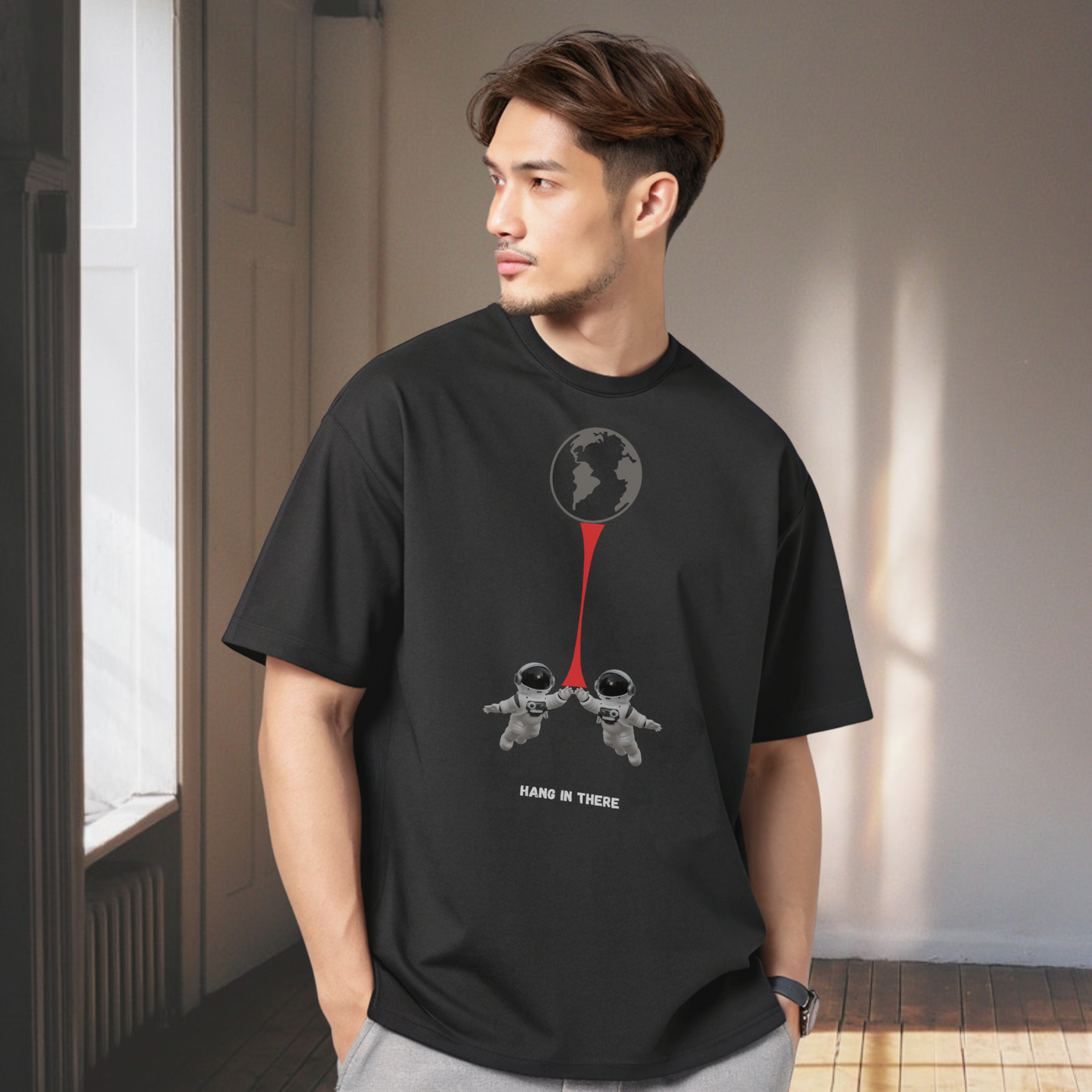 Men’s oversized inspirational graphic printed t-shirt black”