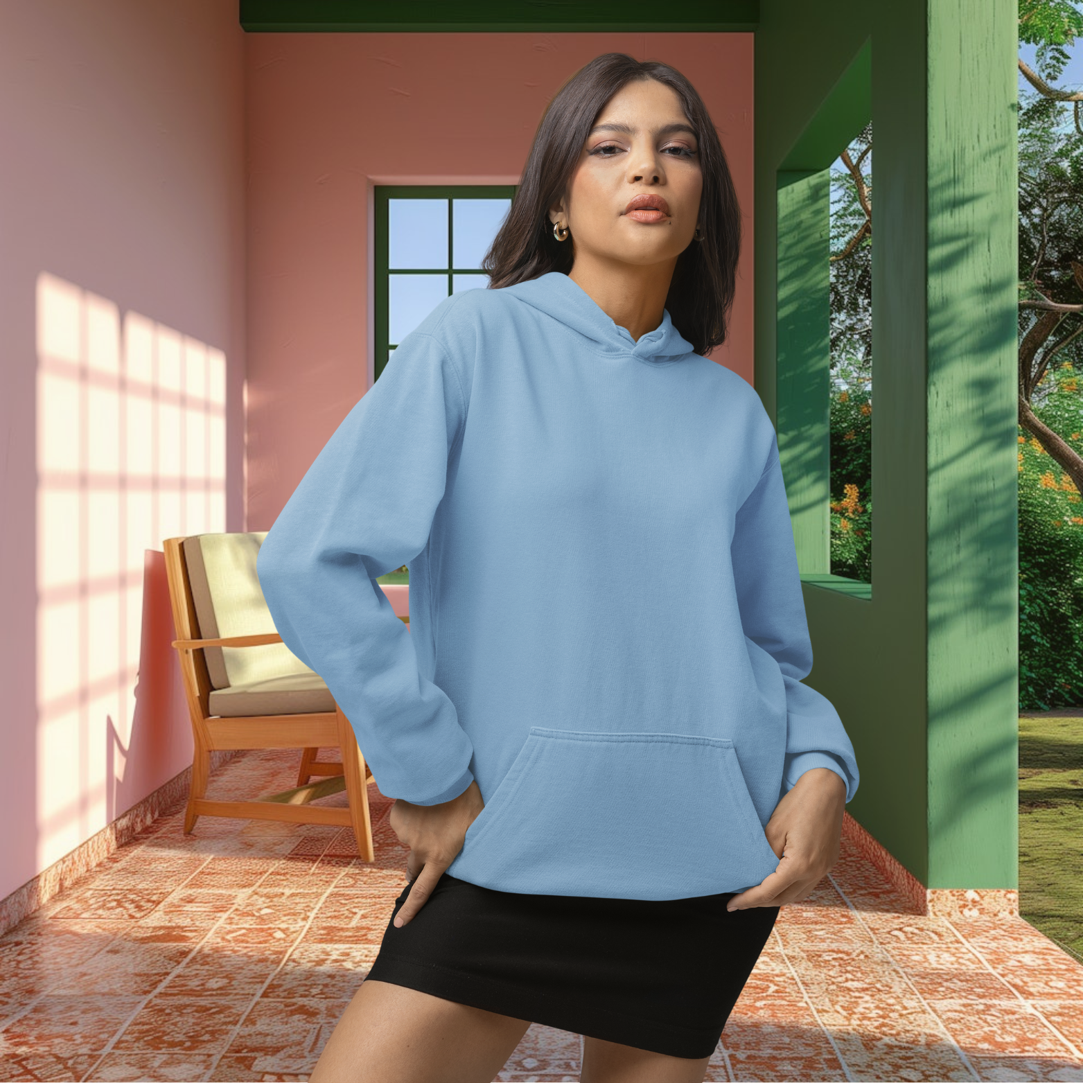 Baby Blue  hoodie for women 

