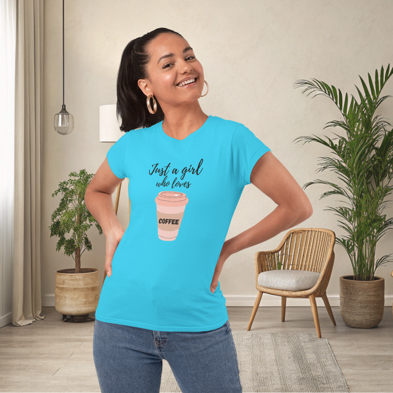 Women coffee lover graphic printed round neck T-Shirt