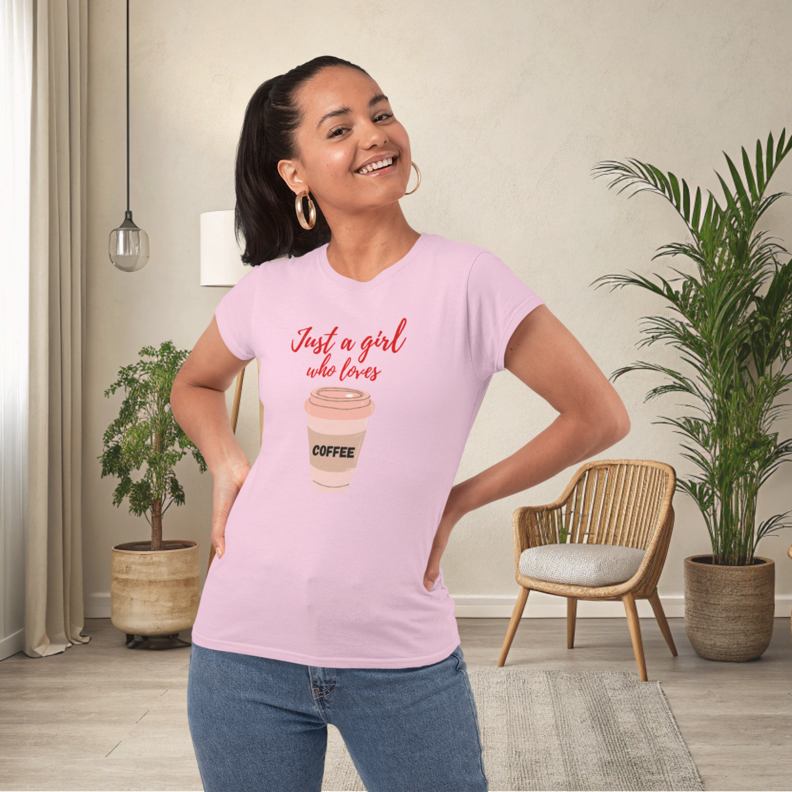 Women coffee lover graphic printed round neck T-Shirt