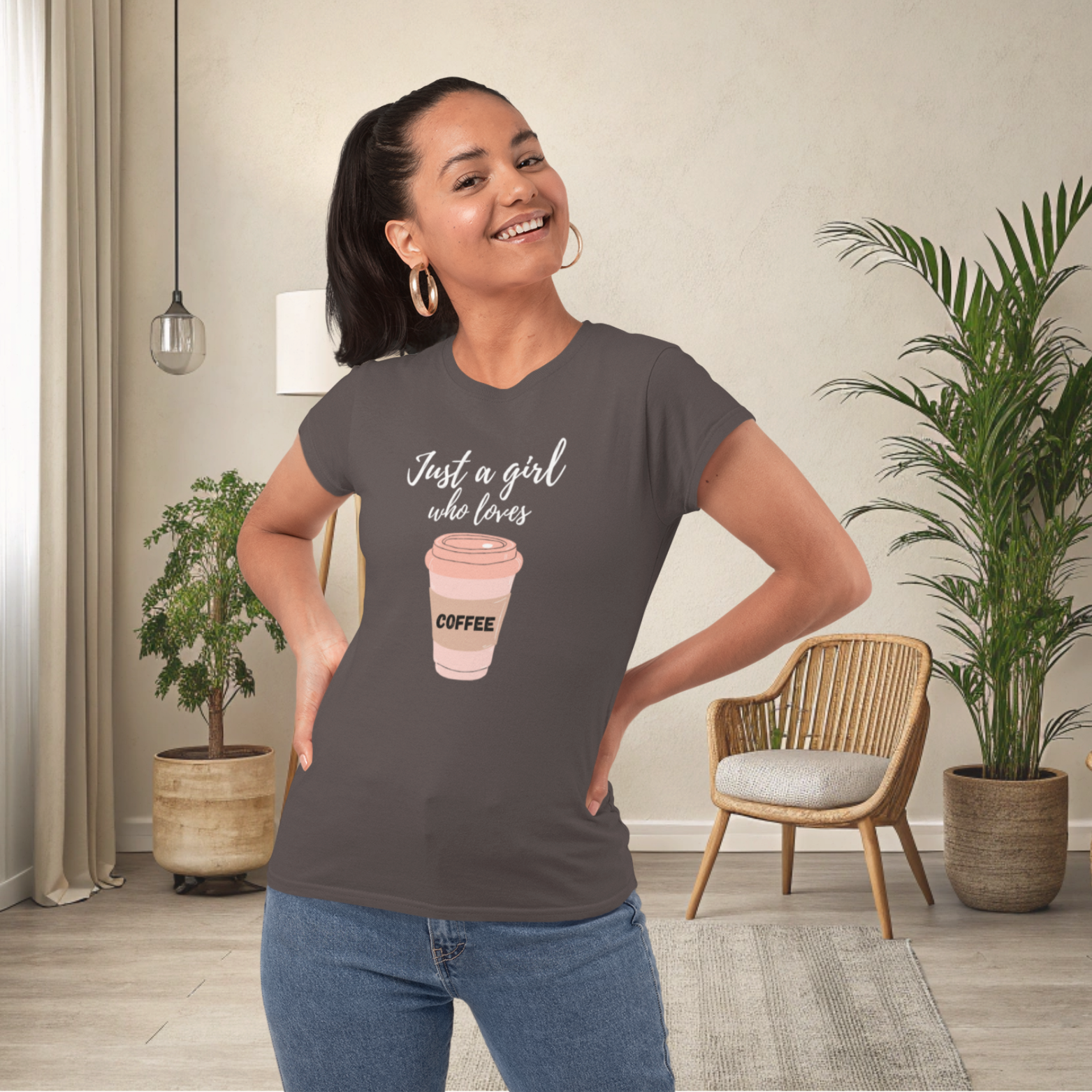 Women coffee lover graphic printed round neck T-Shirt