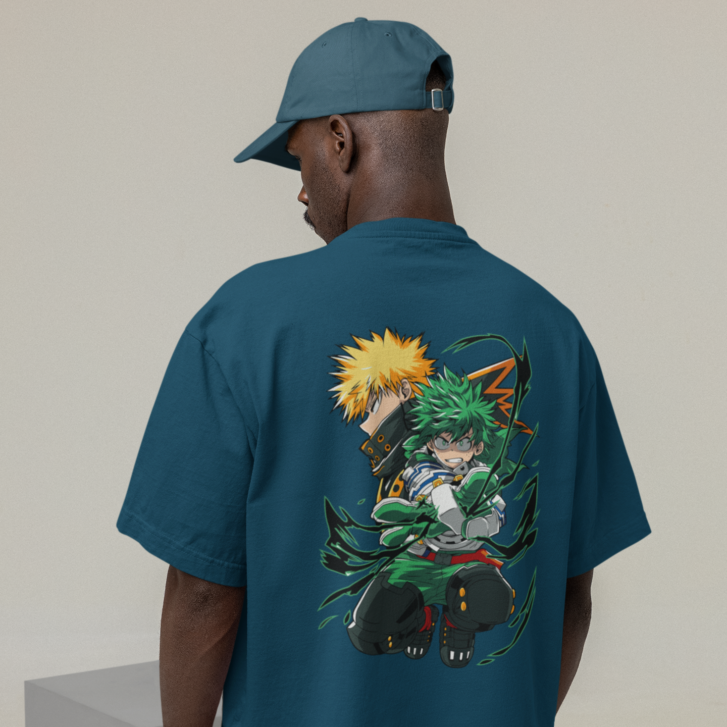 Men midoriya izuku demon slayer Anime printed Oversized T-Shirt