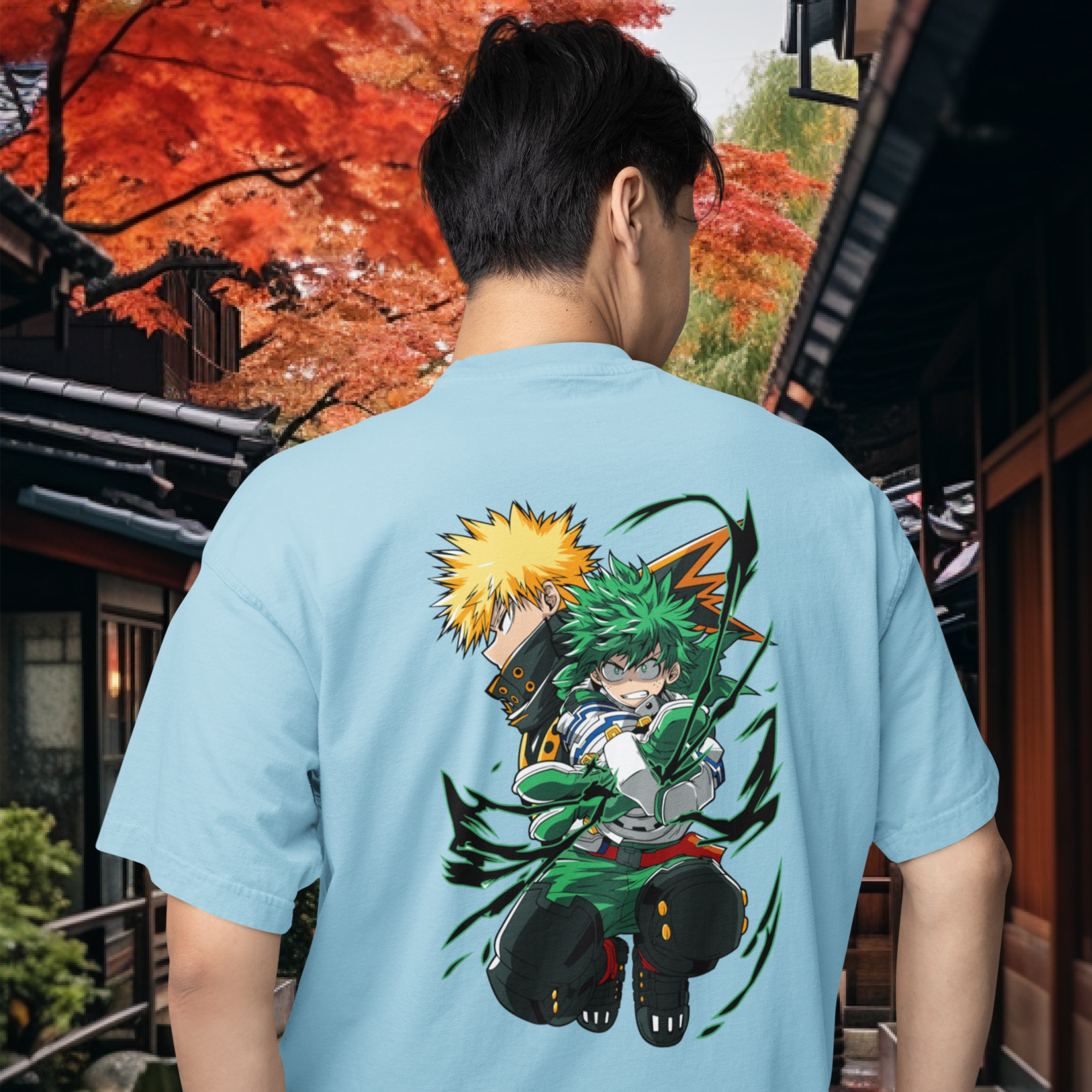 Men midoriya izuku demon slayer Anime printed Oversized T-Shirt