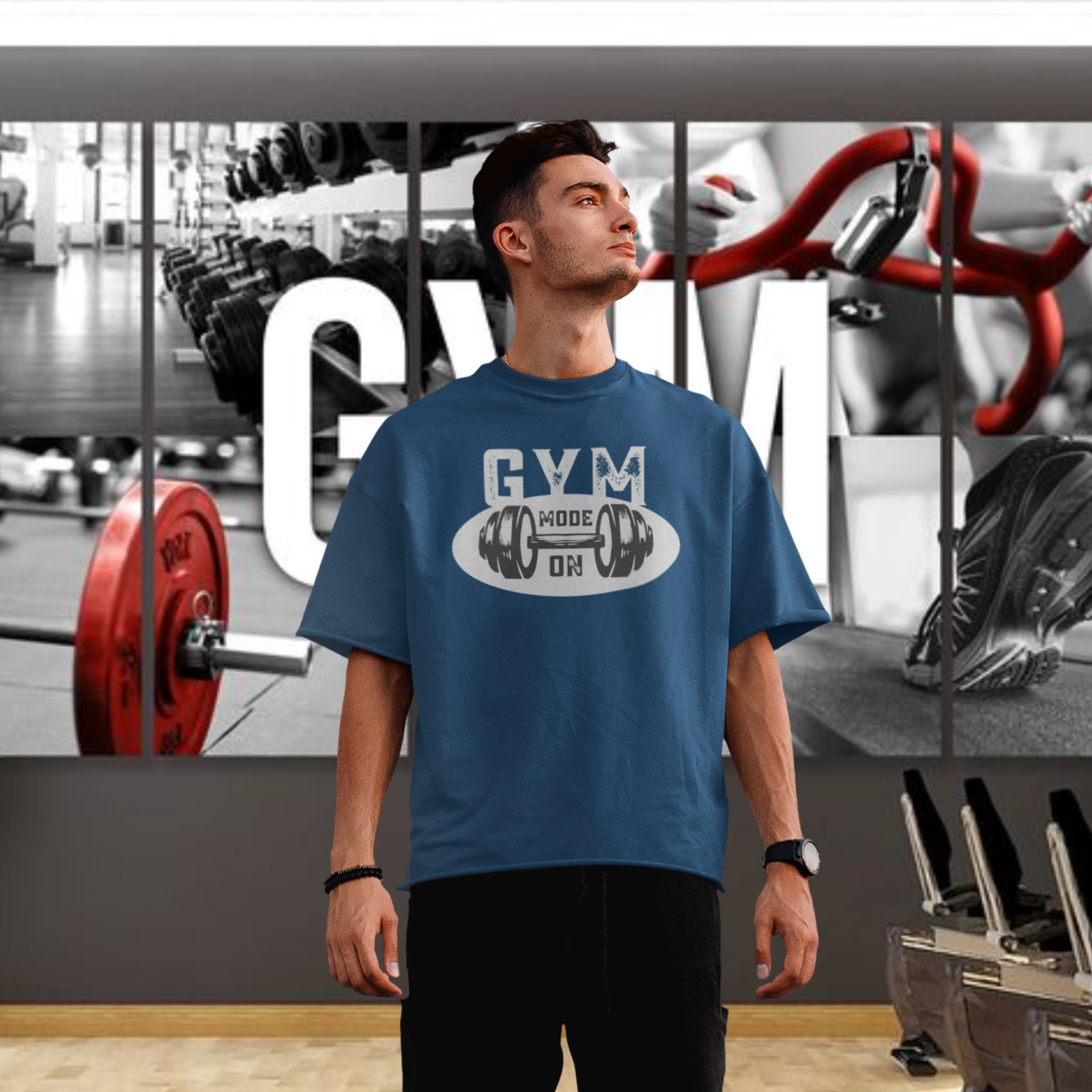 Men gym wear oversized round neck T-shirt