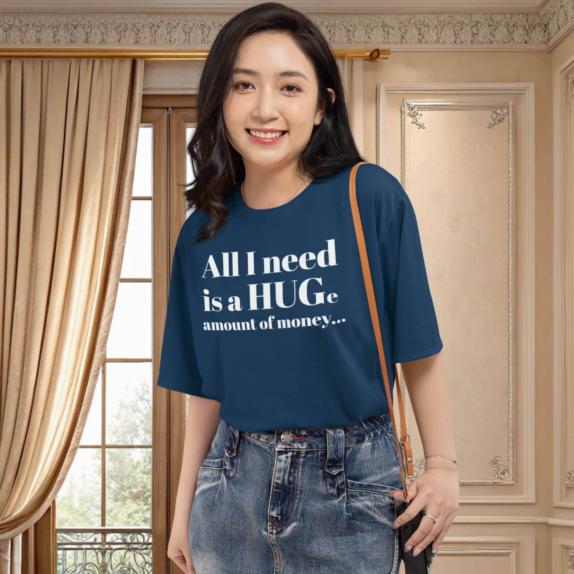 Women humors text Round Neck oversized T-Shirt