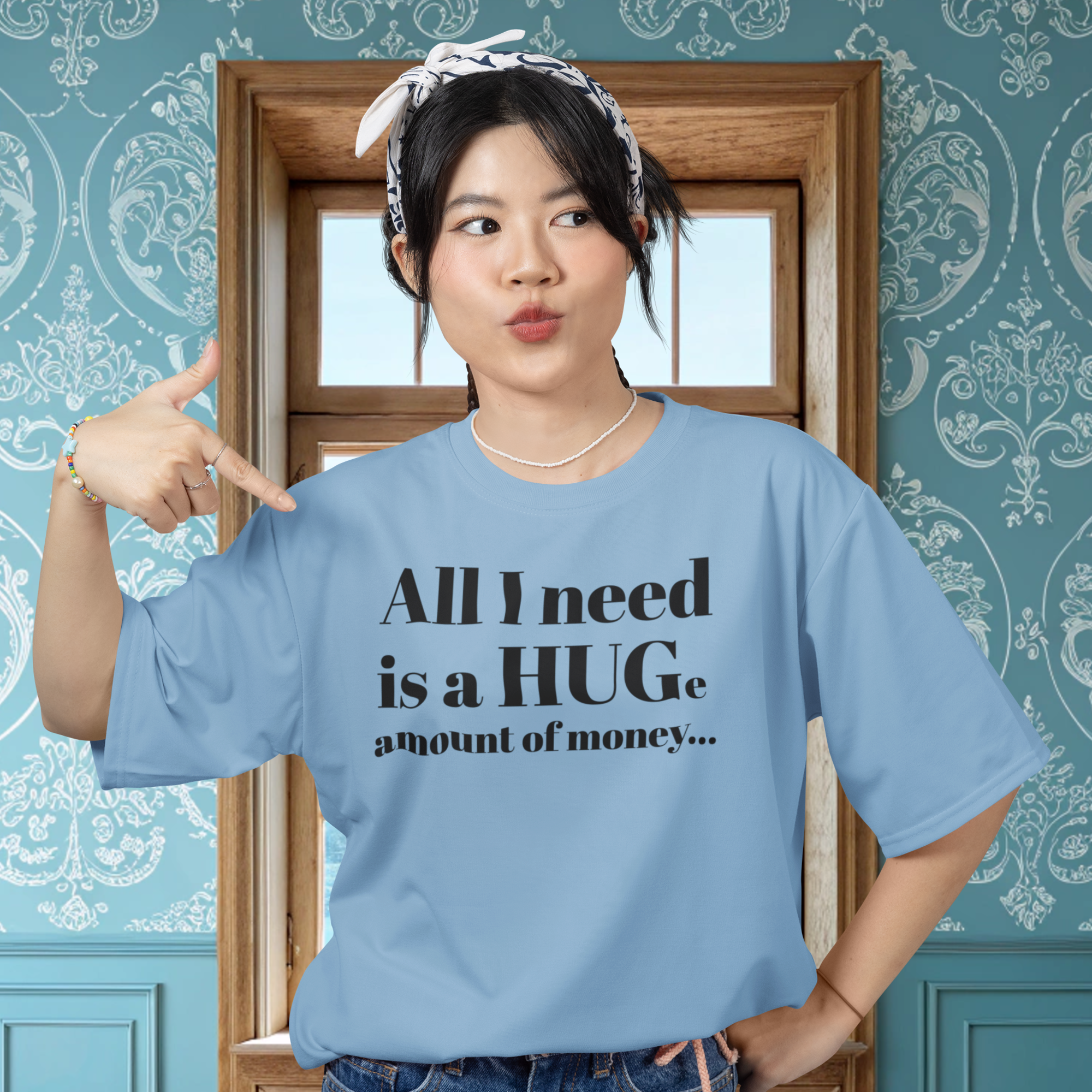 Women humors text Round Neck oversized T-Shirt