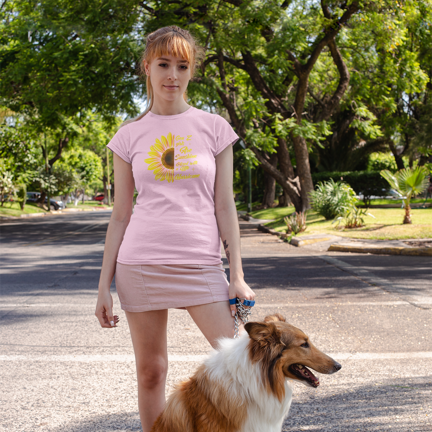 Golden sunflower crew neck printed t-shirt for Women