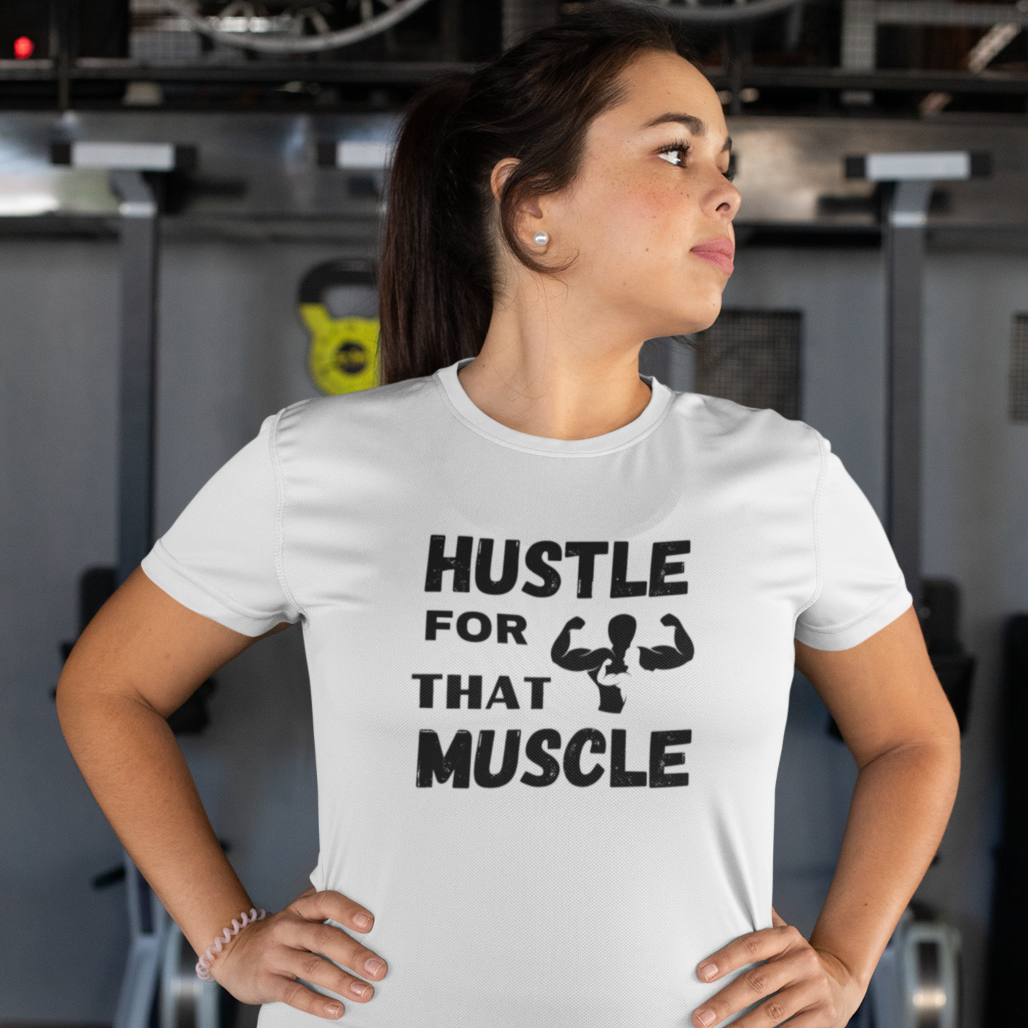 women gym motivational text printed crew neck t-shirt white