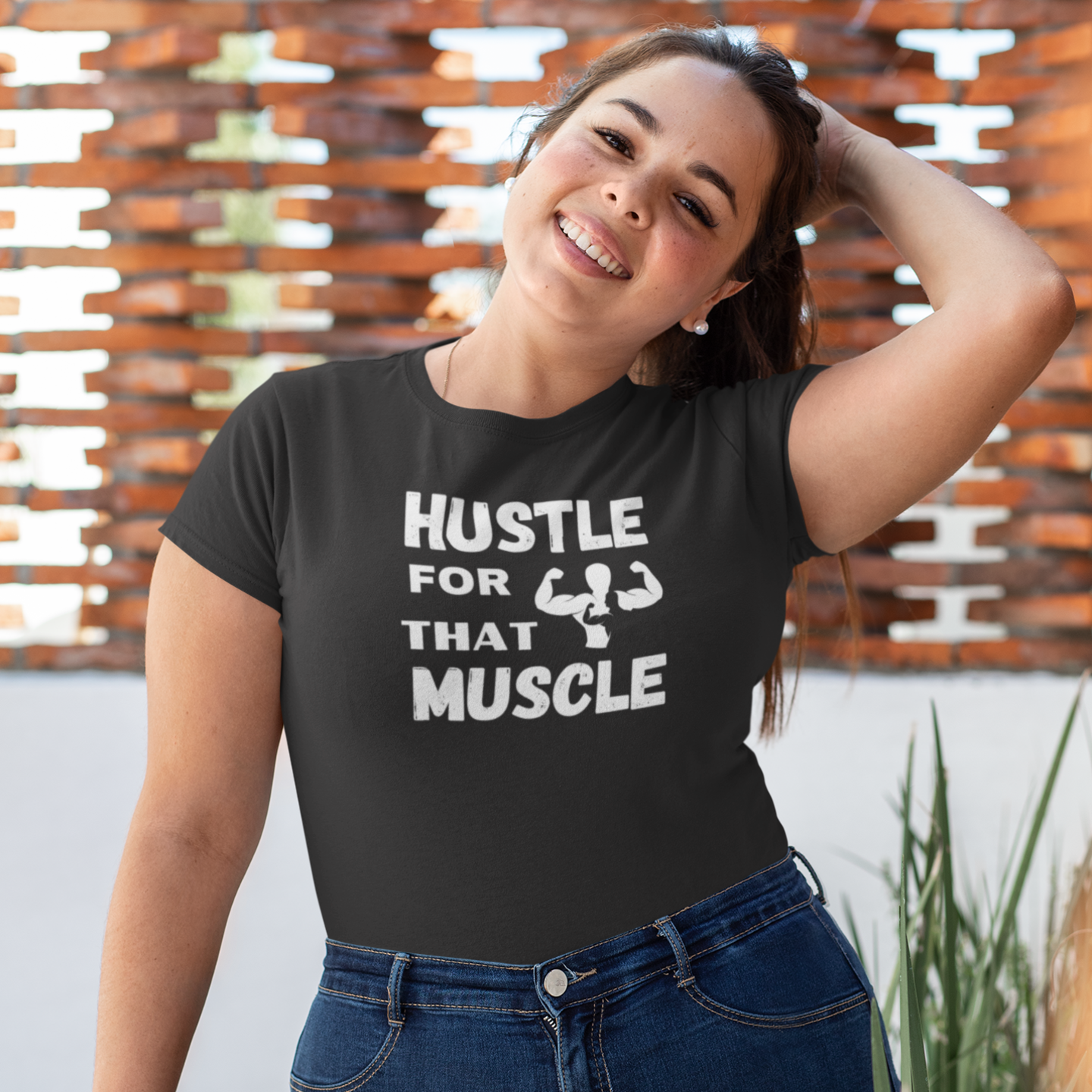 Women gym motivational text Printed Crew Neck T-Shirt