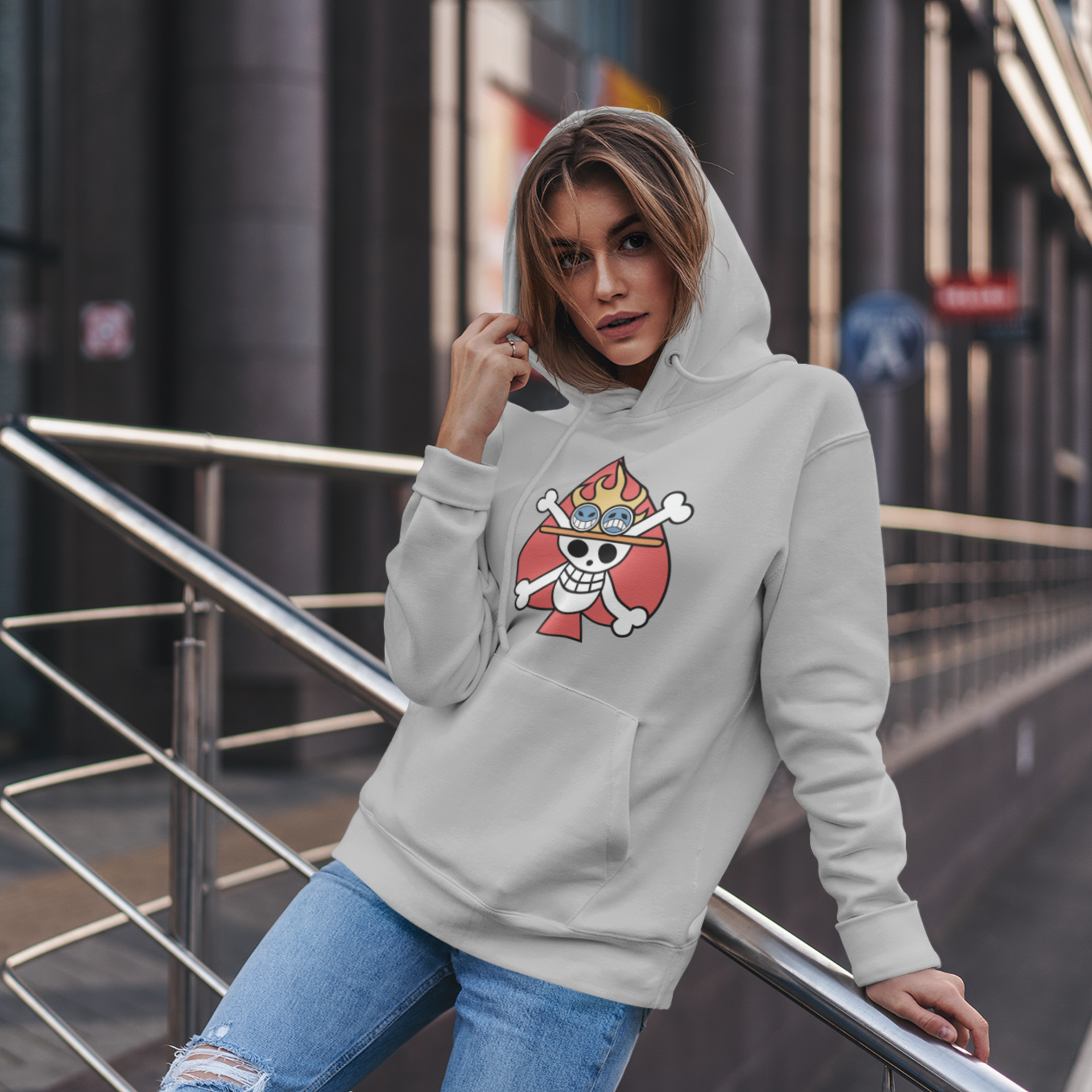 Women Hat scull graphic printed streetwear Hoodie