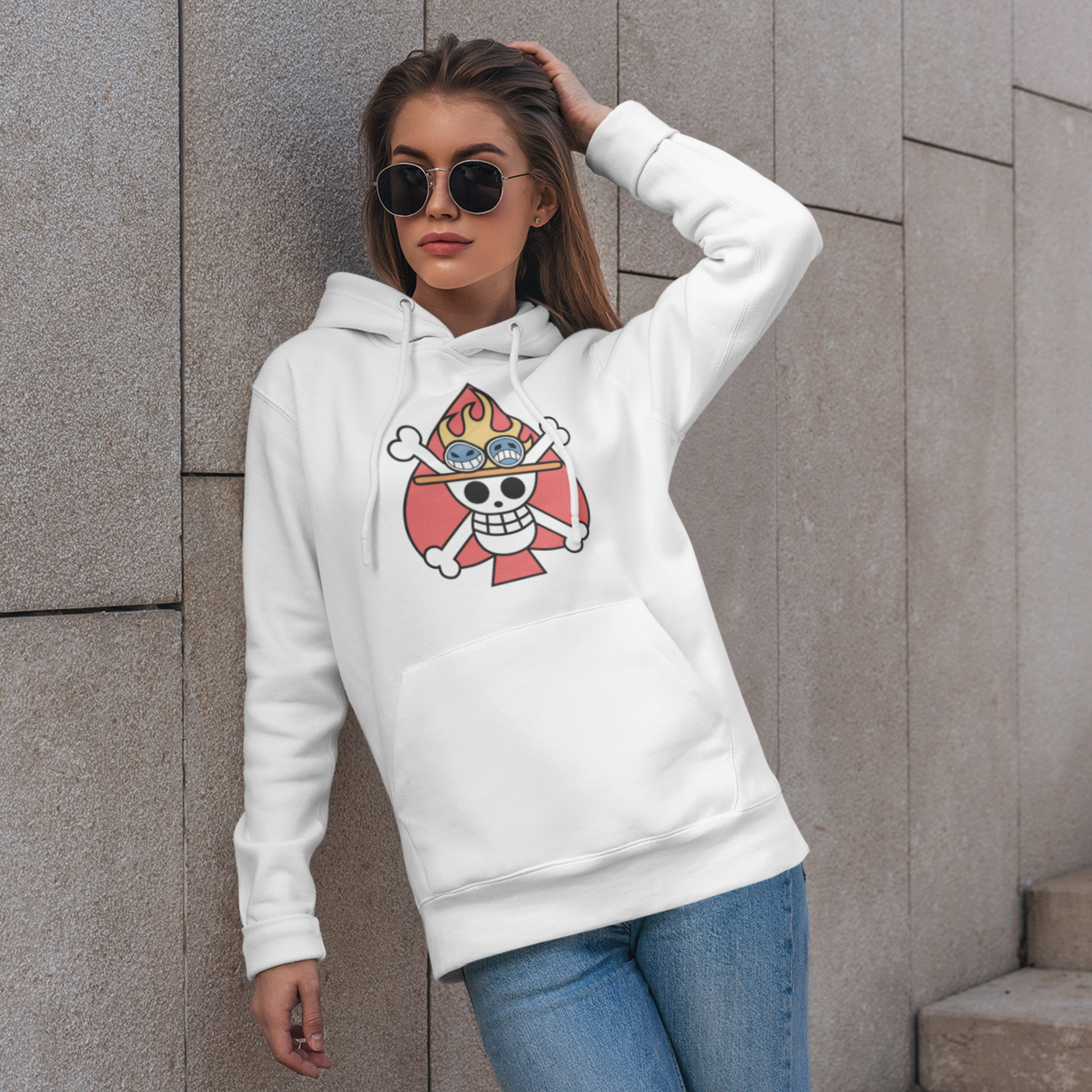 Women Hat scull graphic printed streetwear Hoodie