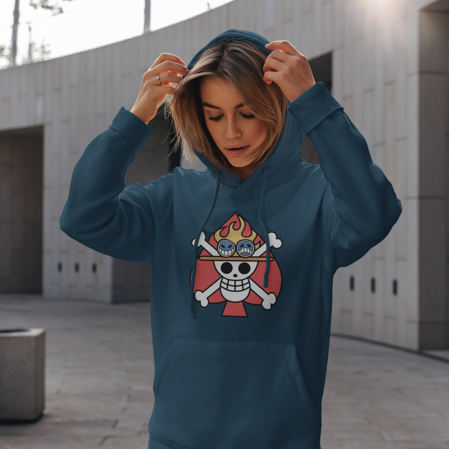 Women Hat scull graphic printed streetwear Hoodie