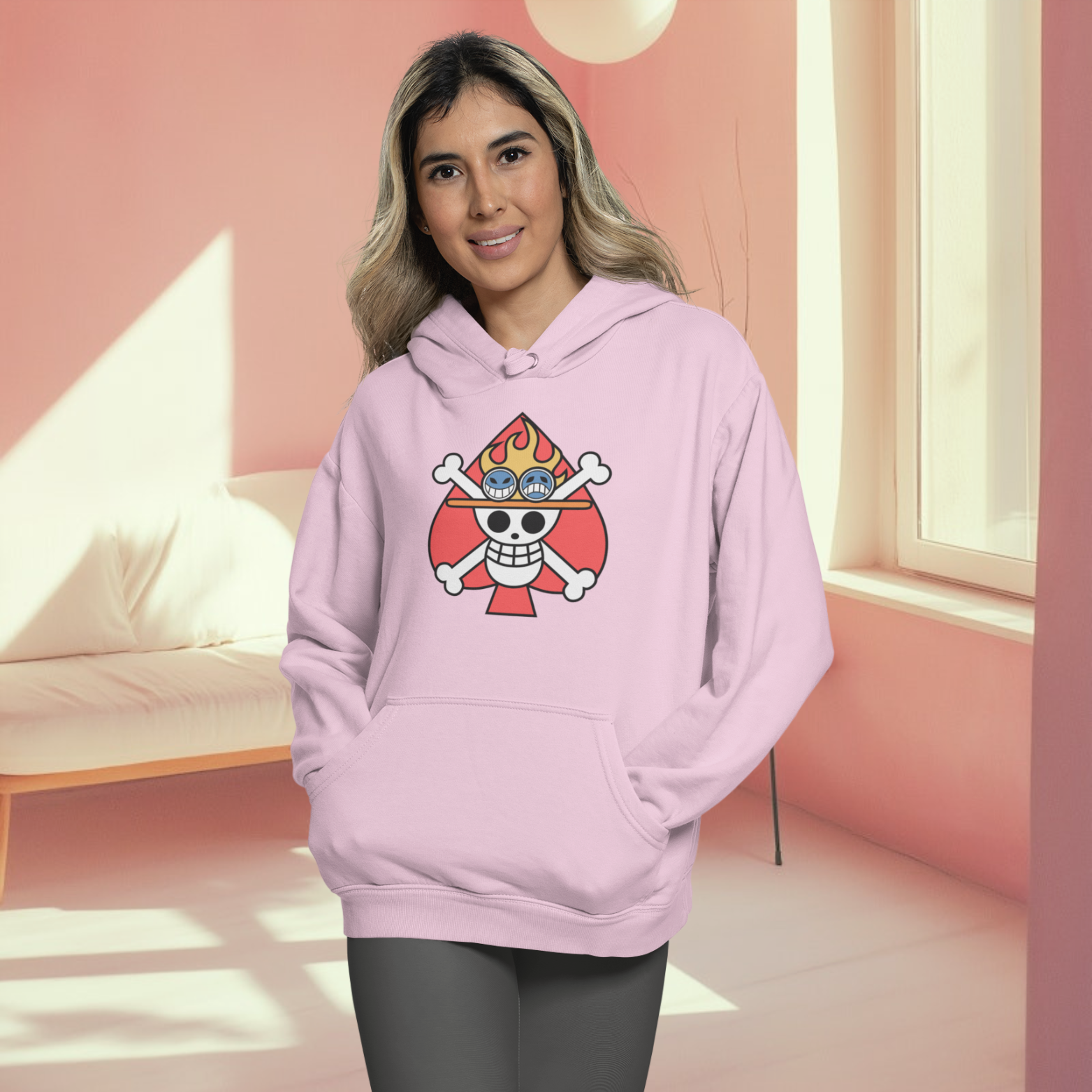 Women Hat scull graphic printed streetwear Hoodie