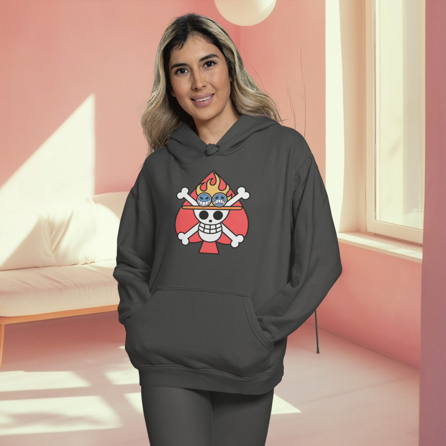 Women Hat scull graphic printed streetwear Hoodie