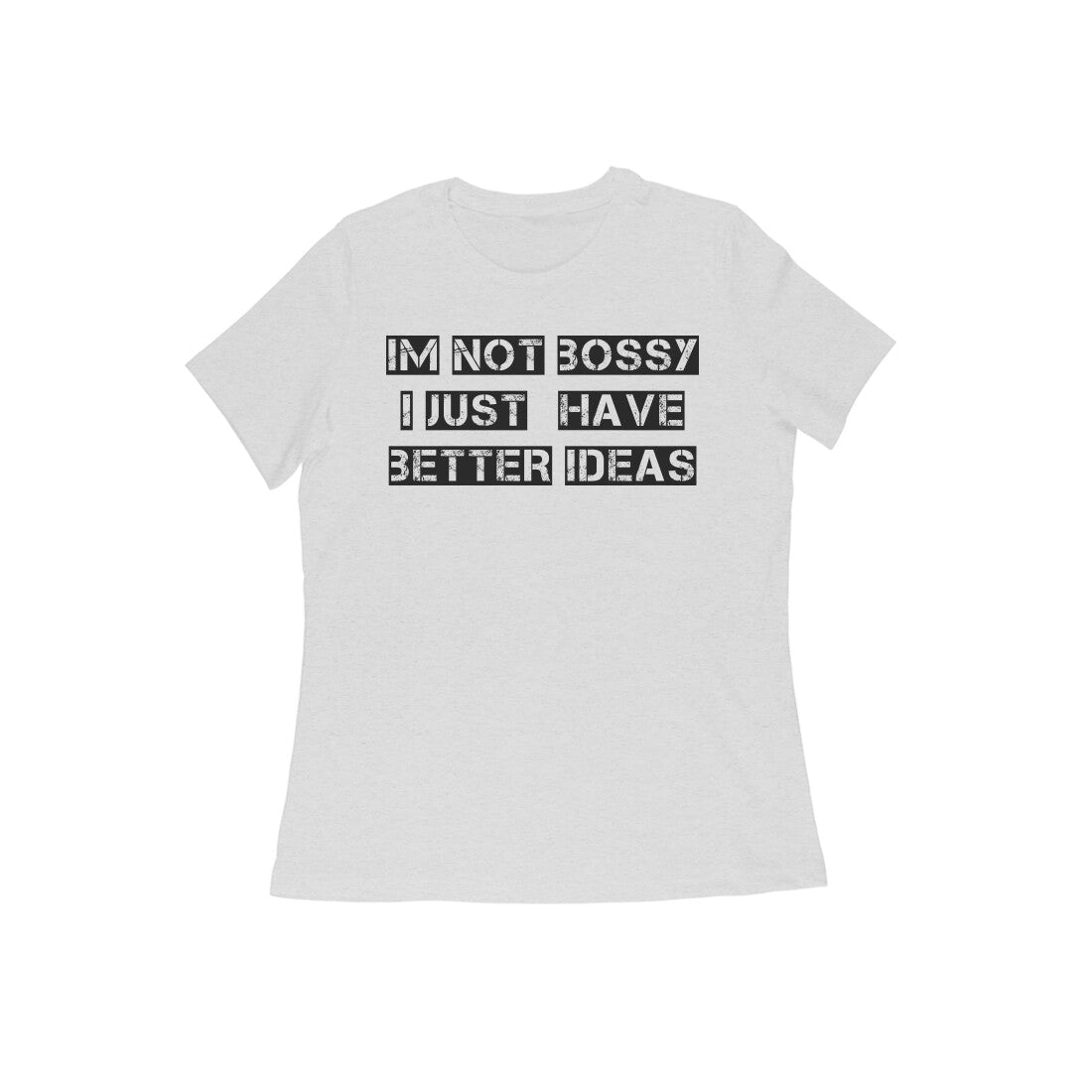 Humorous text printed T-shirt for women in melange grey | Kyloug