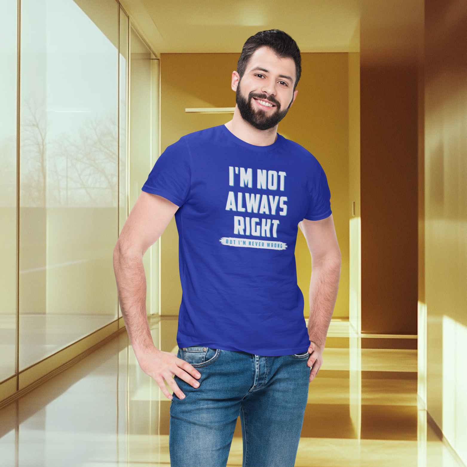 Humorous text printed round neck t-shirt for Men