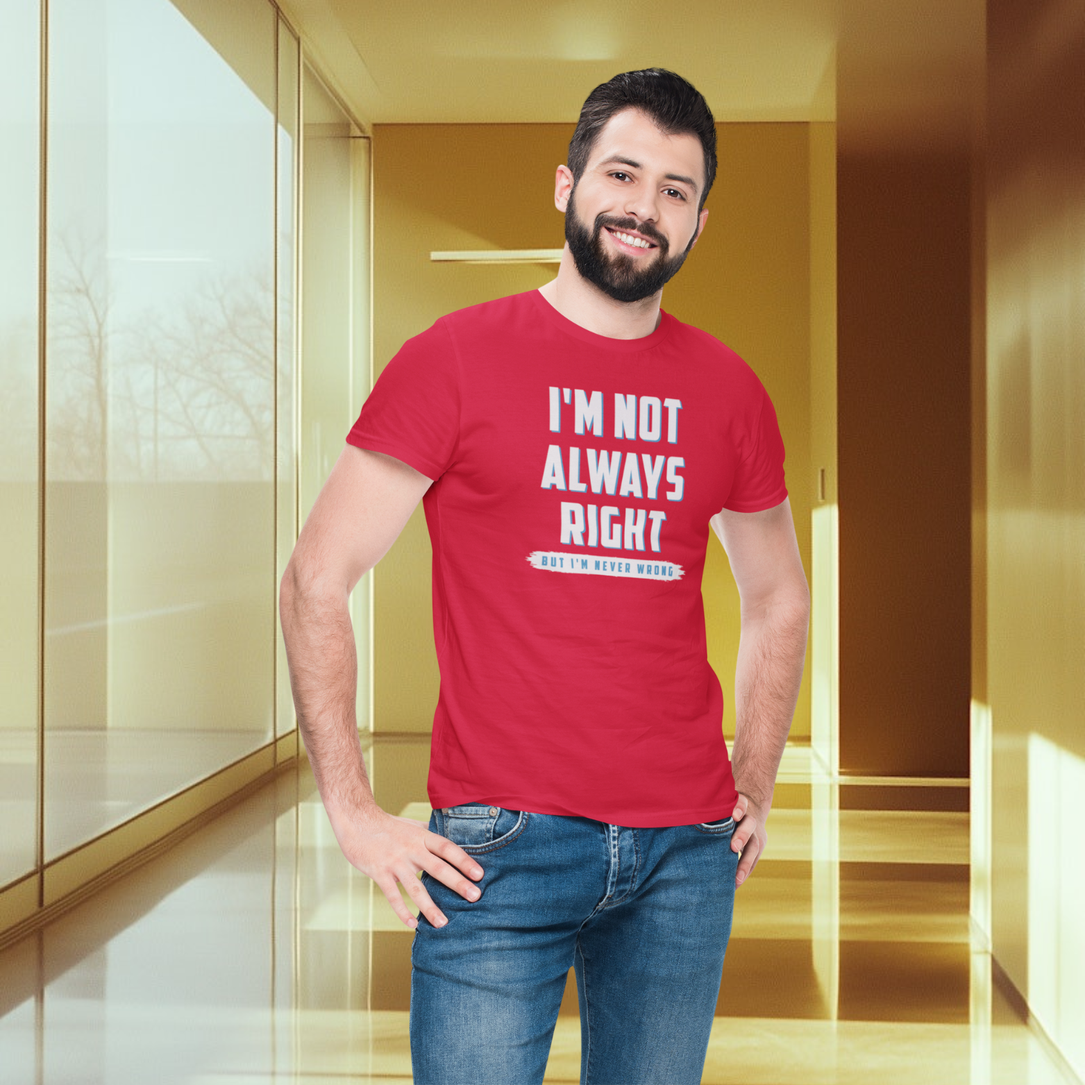Humorous text printed round neck t-shirt for Men