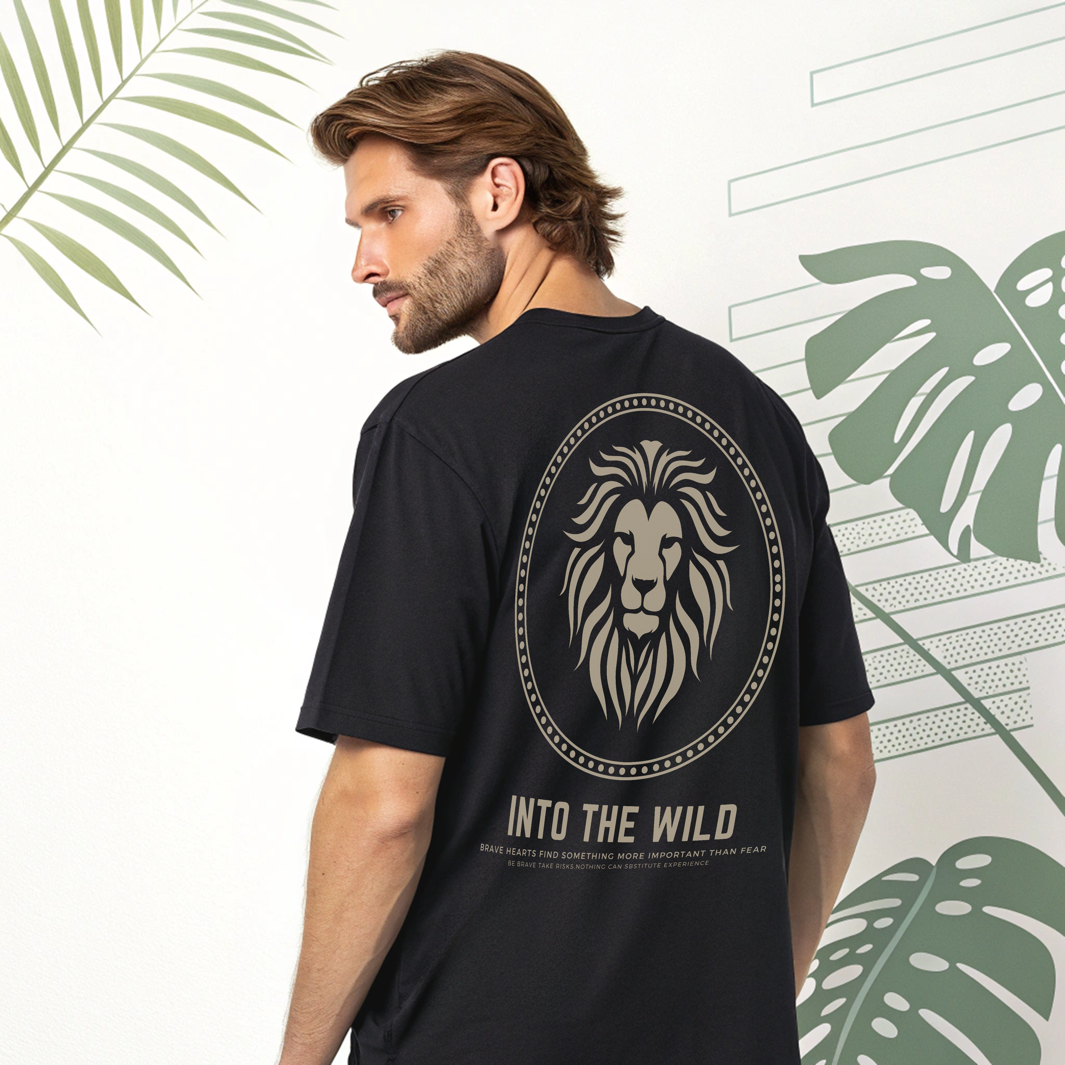 oversized black t-shirt men motivational text print