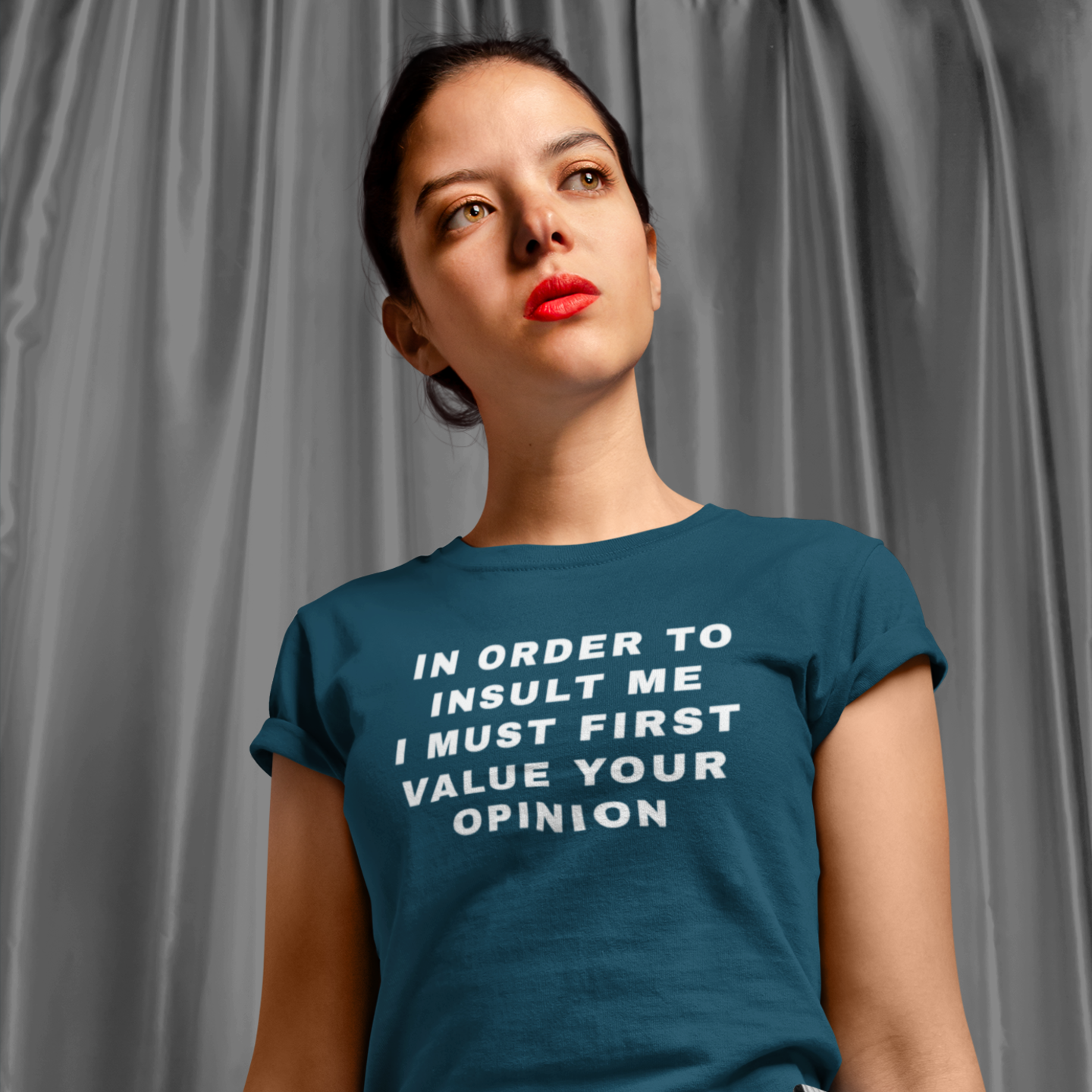 Humor text Printed Crew Neck T-Shirt for Women