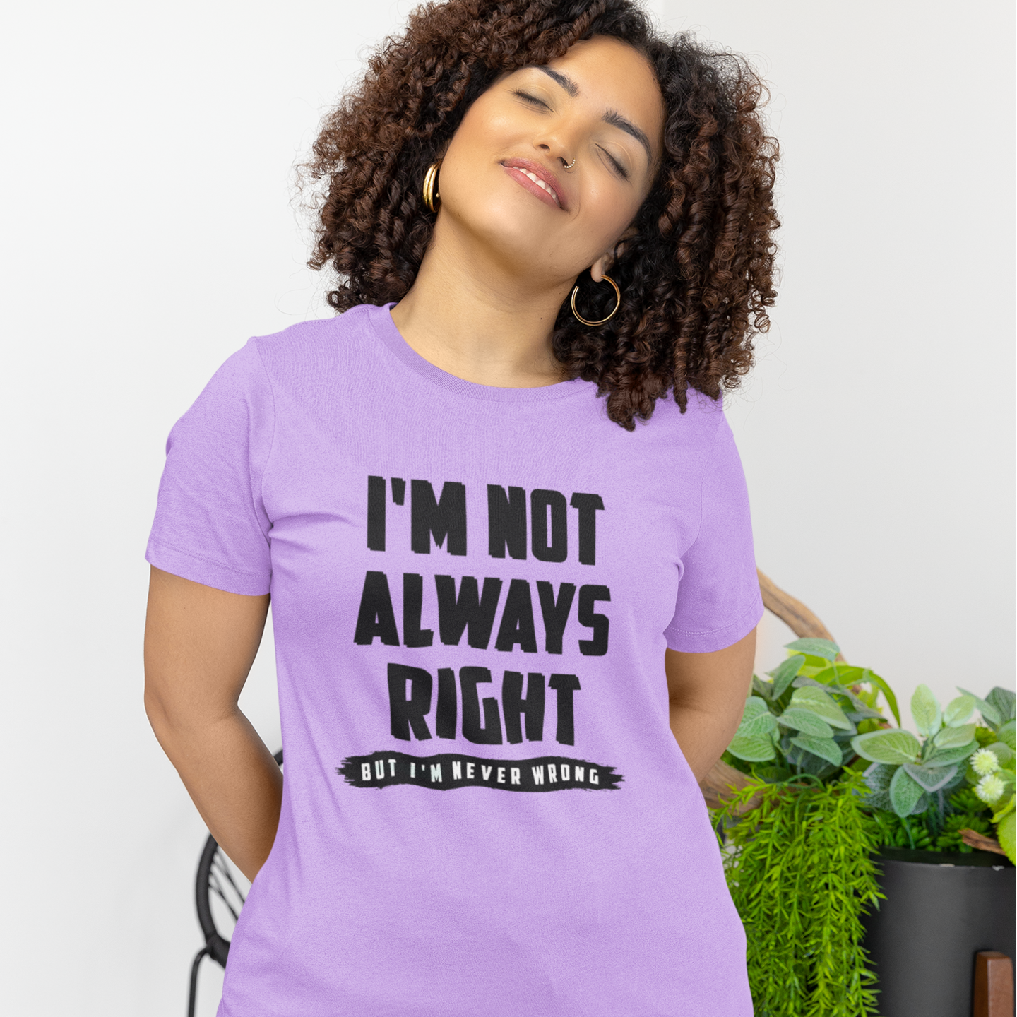 Humorous text printed round neck t-shirt for Women