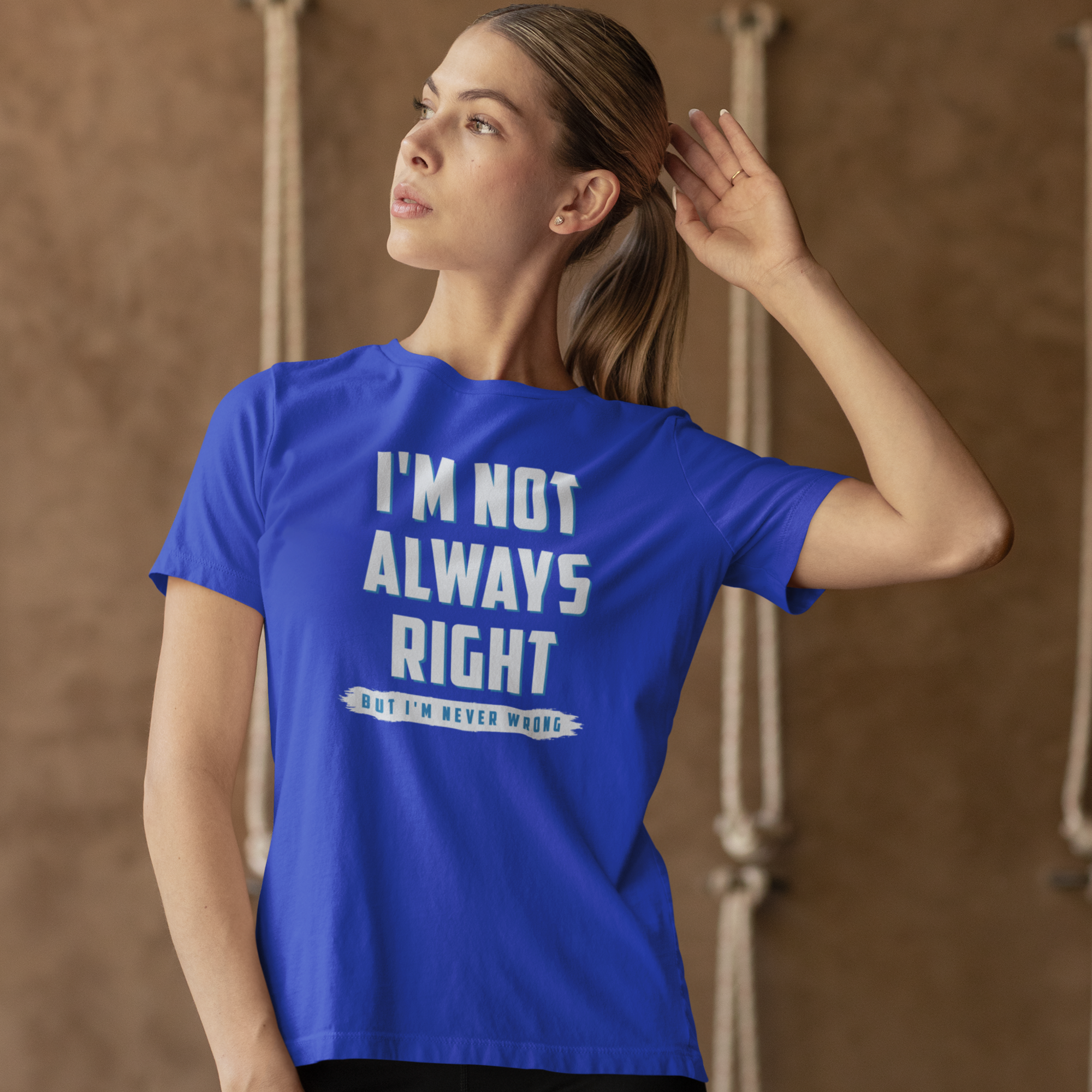 Humorous text printed round neck t-shirt for Women