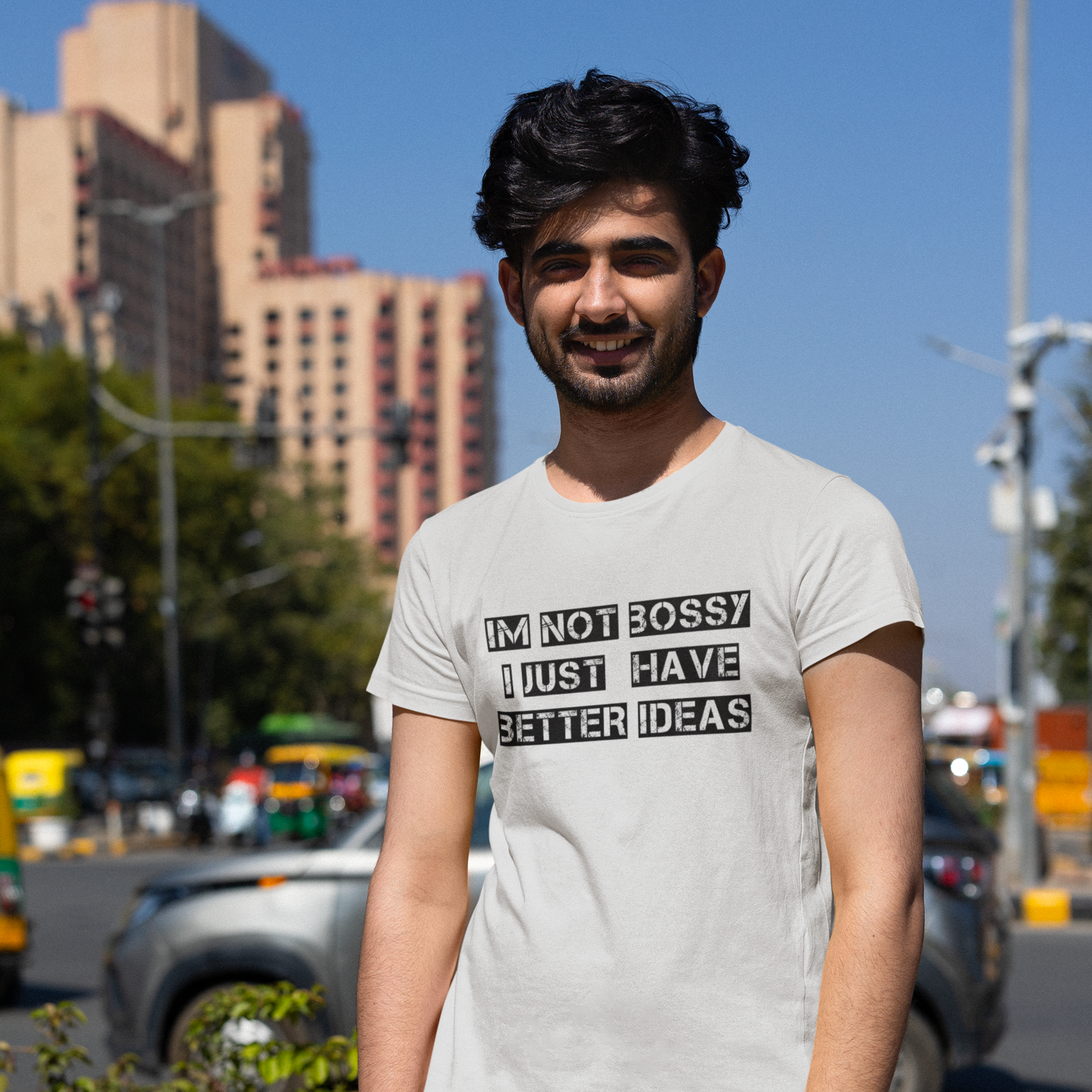 Humorous text printed round neck t-shirt for Men