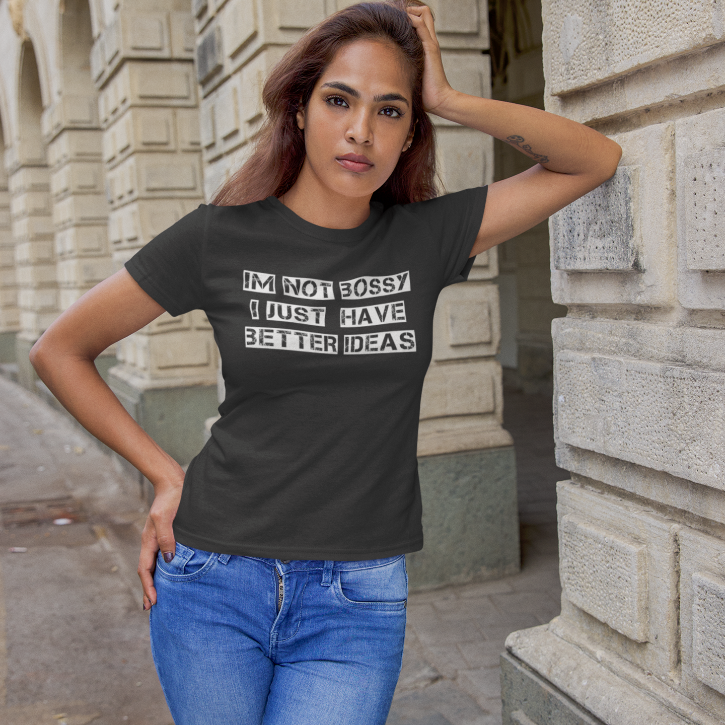 Humor text based Printed Crew Neck T-Shirt for Women