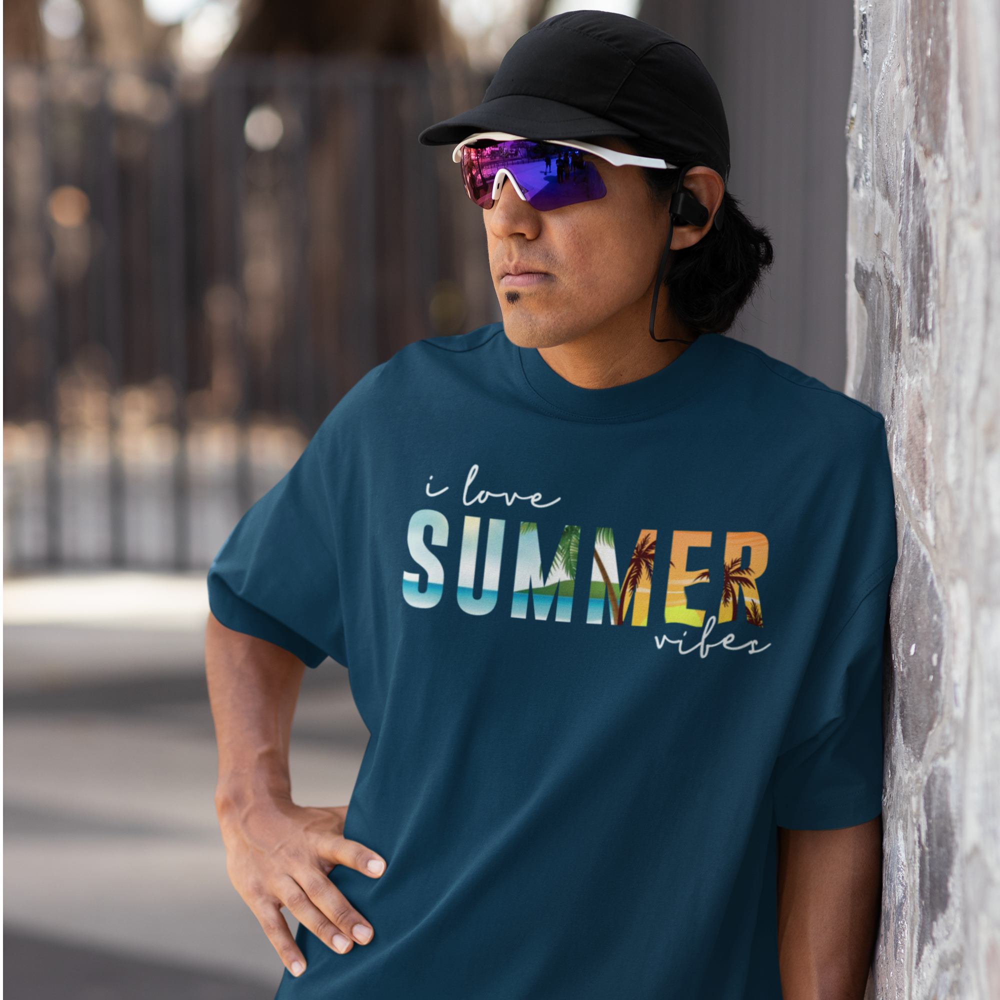 Men summer vibes special printed round neck oversized T-Shirt