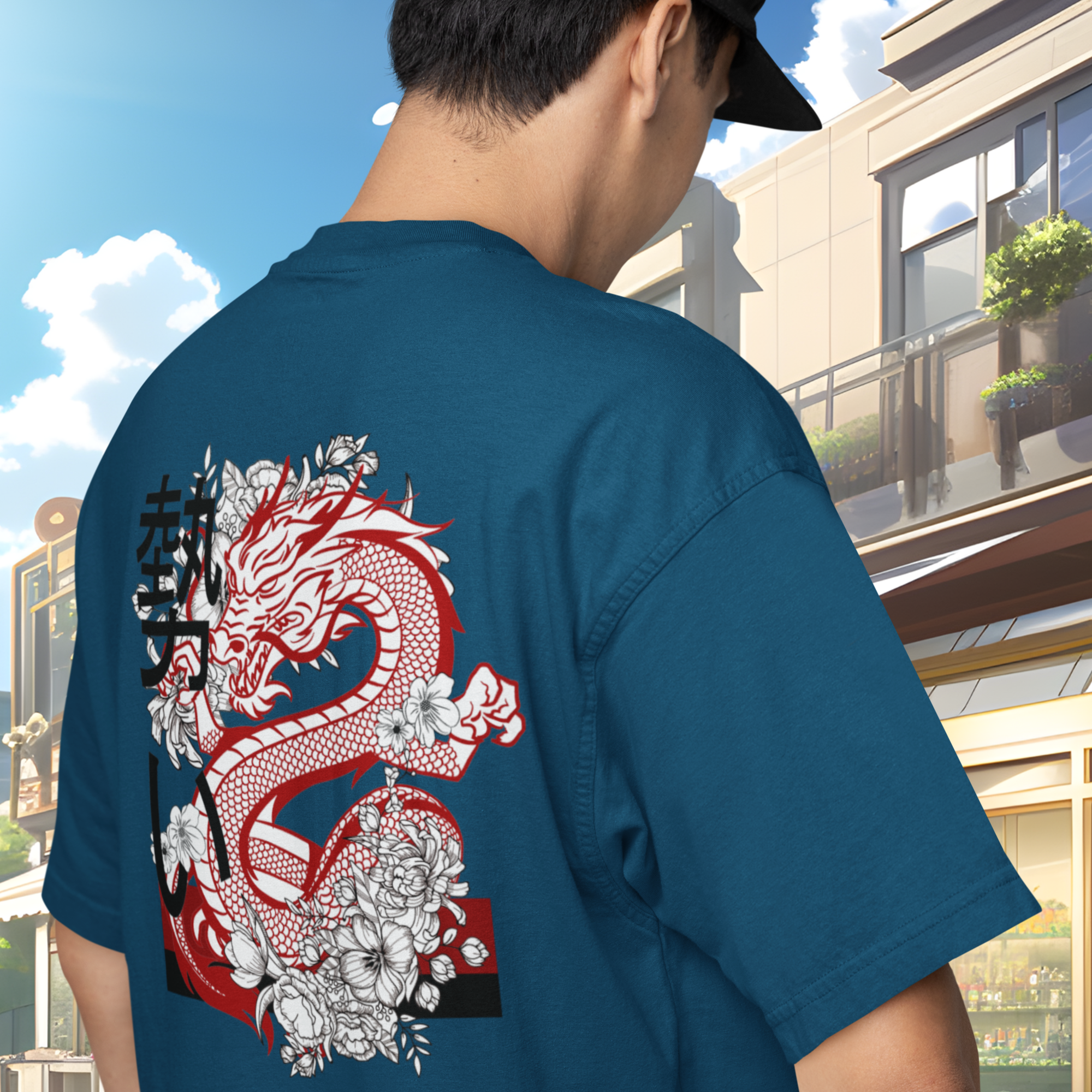 Anime Epic Oversized Back Print crew neck Tee For Men