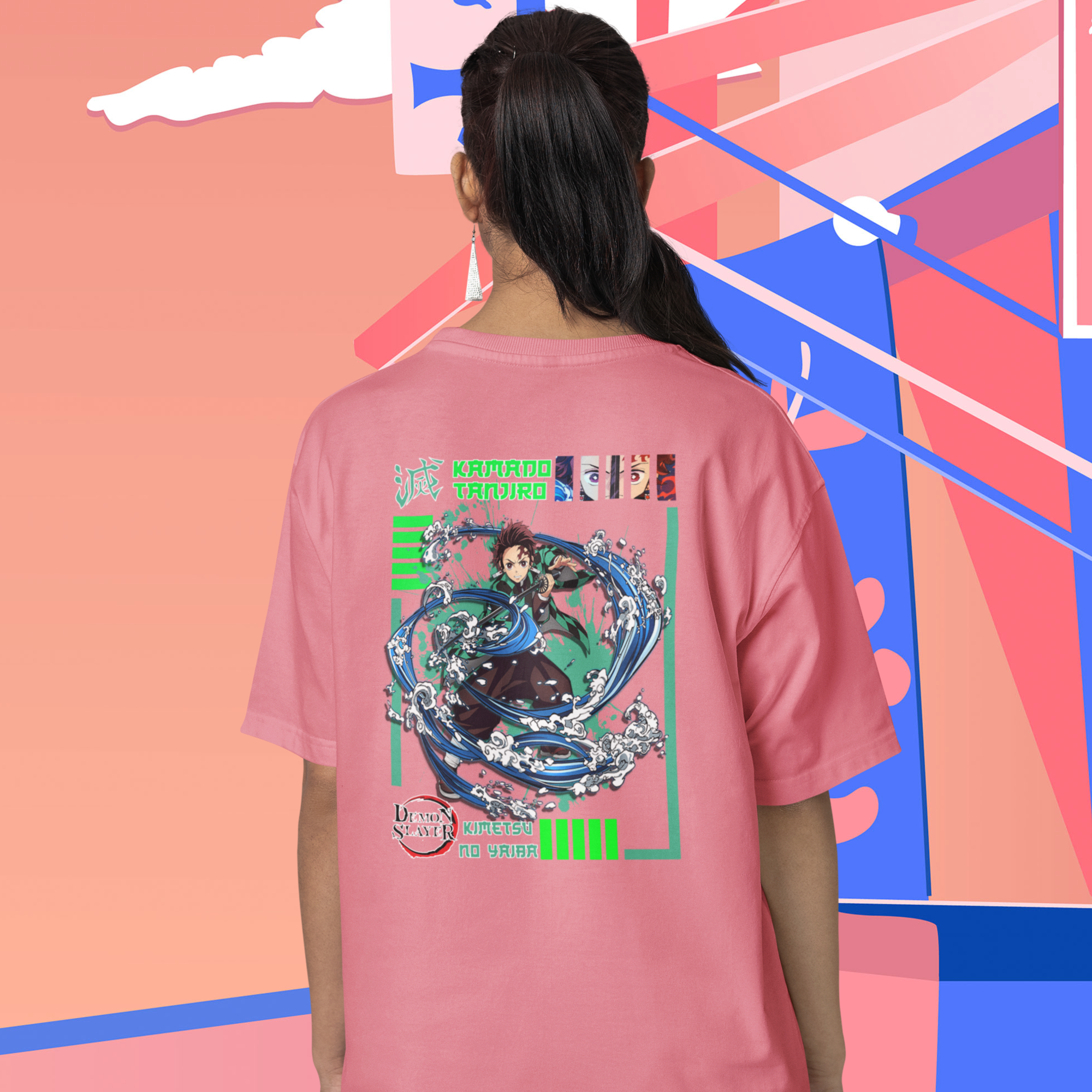 Anime epic printed Oversized Back Print crew neck Tee For Women