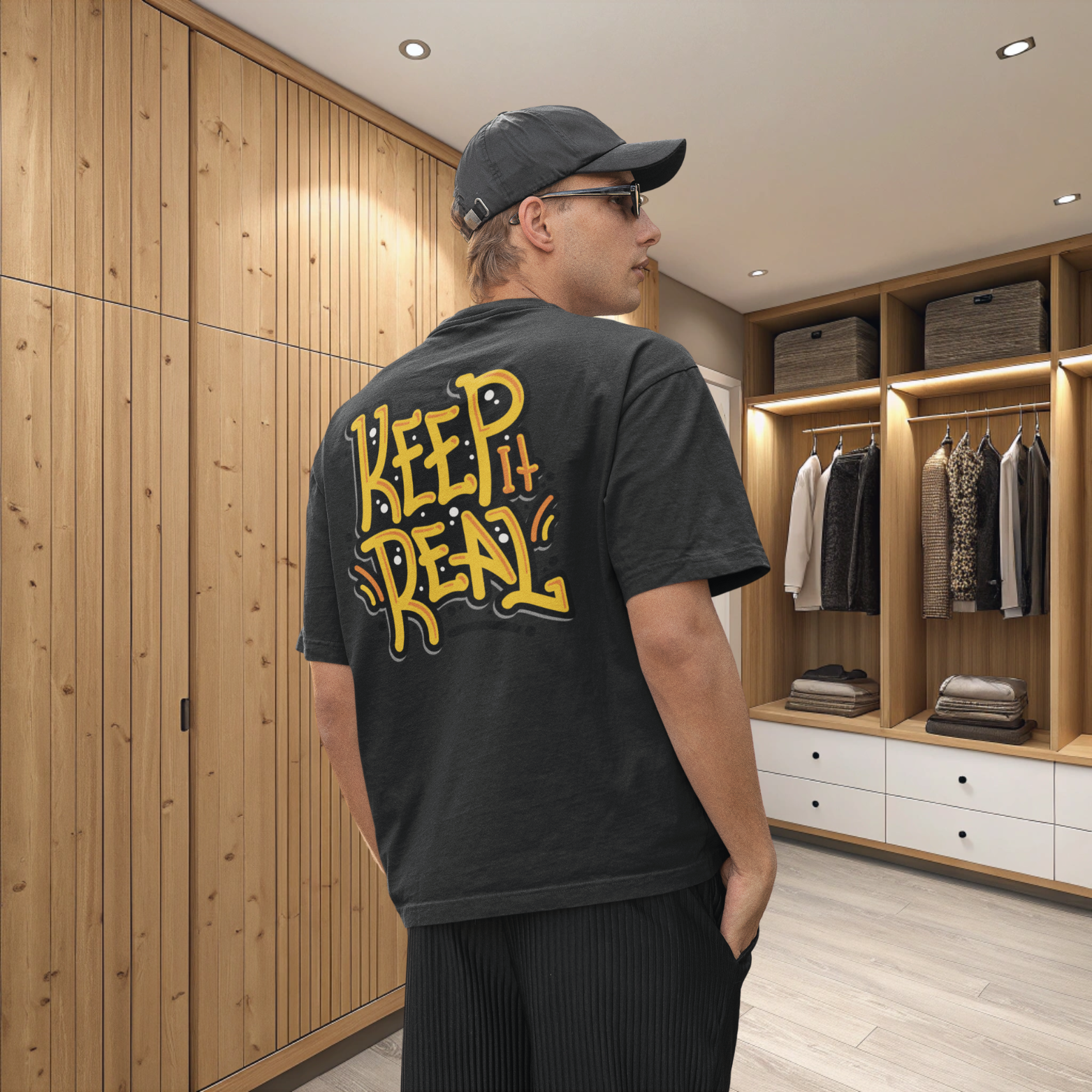 Streetwear Oversized Back Printed T-Shirt in Black