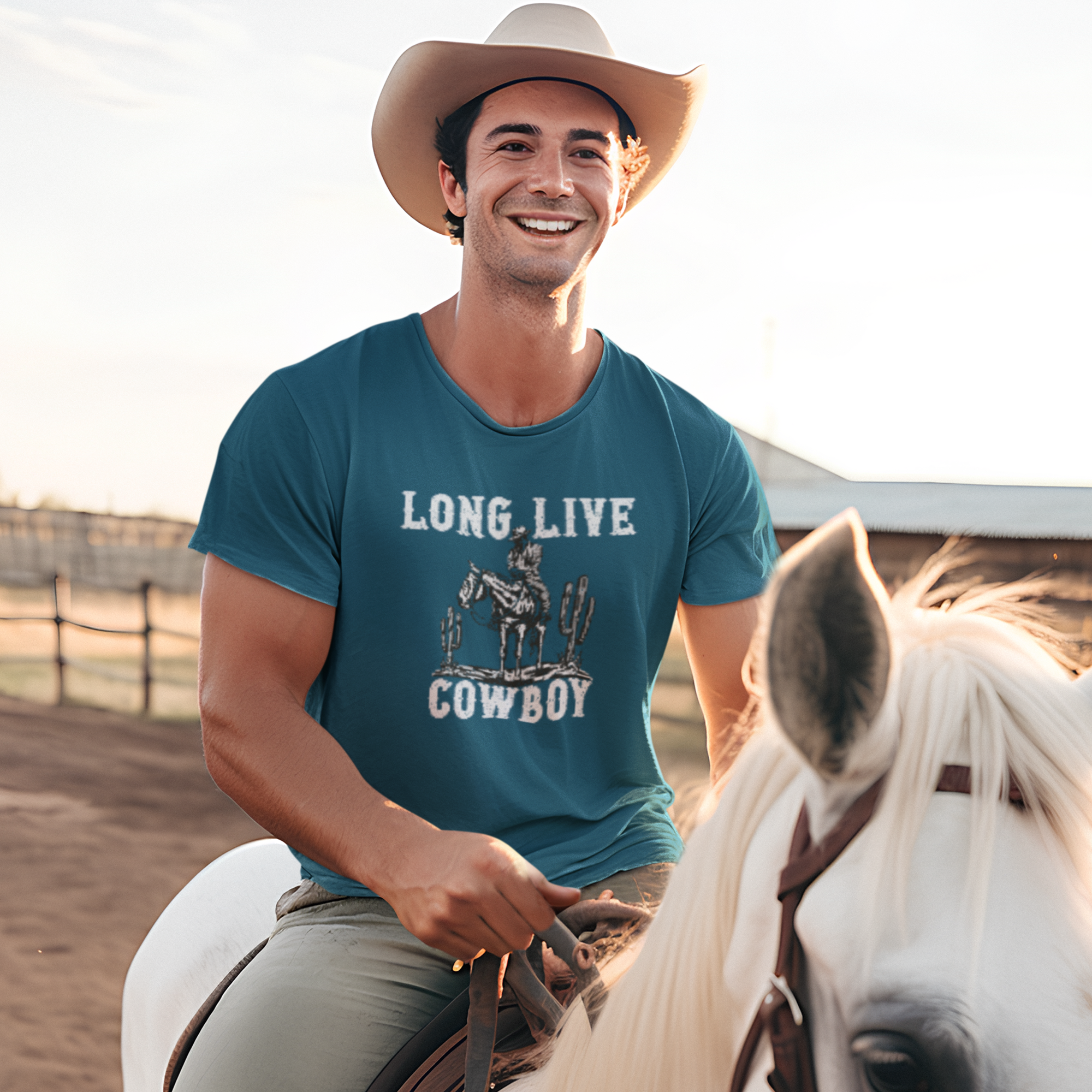 Men cow boy printed half sleeve round neck T-Shirt